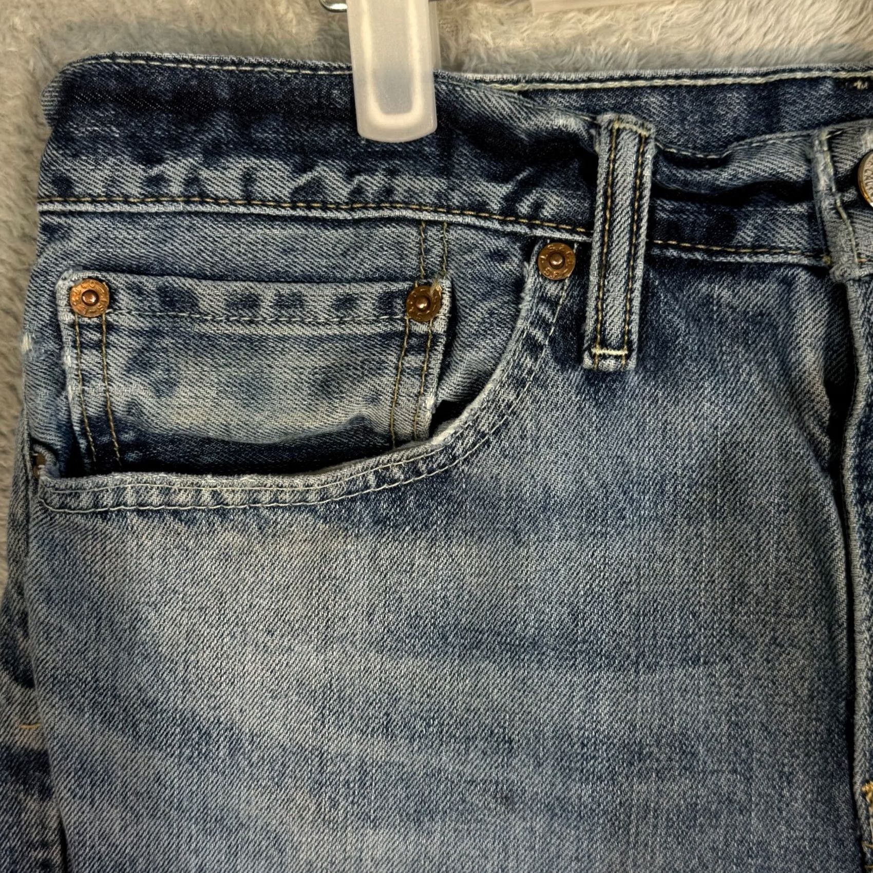Levi's Levi’s 501 Men’s Jeans 34x34 Button Fly Straight Blue Denim Regular Rise - 5-Pocket Denim Jeans Mens Size US 34 / EU 50 - 3 Thumbnail