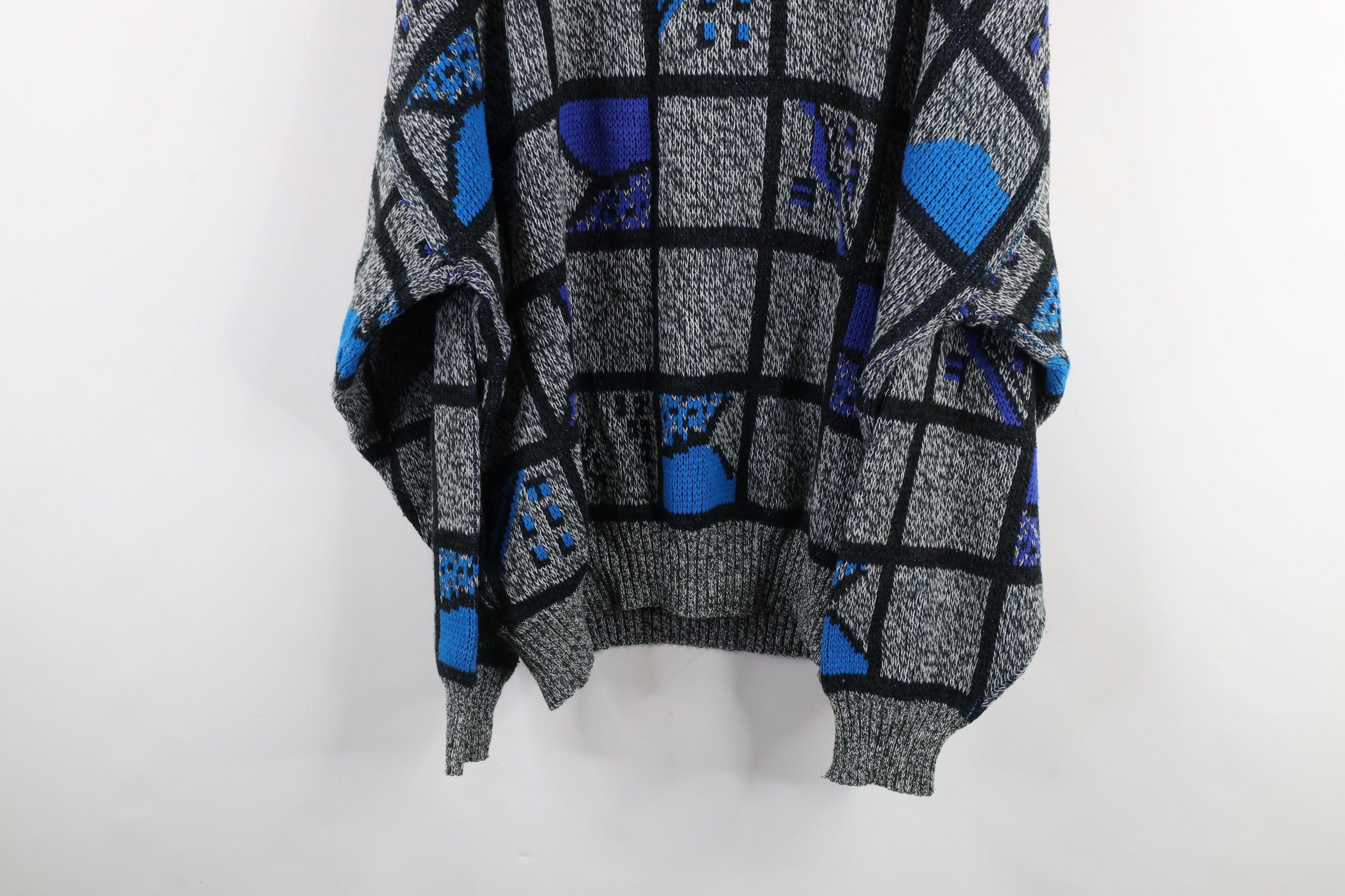 Vintage Vintage 90s Coogi Style Checkered Abstract Knit Sweater Size US XXL / EU 58 / 5 - 10 Thumbnail