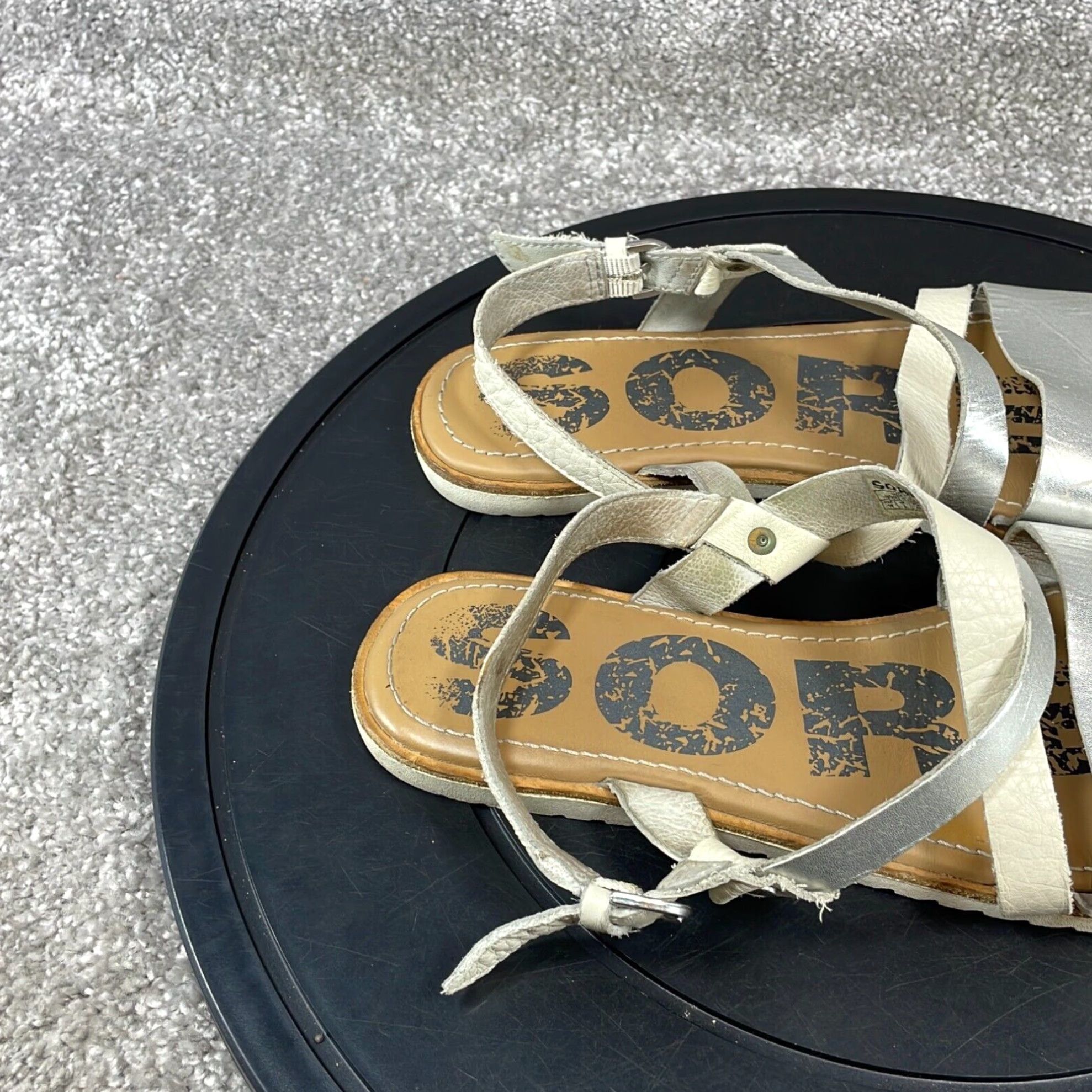 SOREL Ella Sandals Womens Size 10 Extra Large XL Silver Beige Leather Size US 8 / IT 38 - 7 Thumbnail
