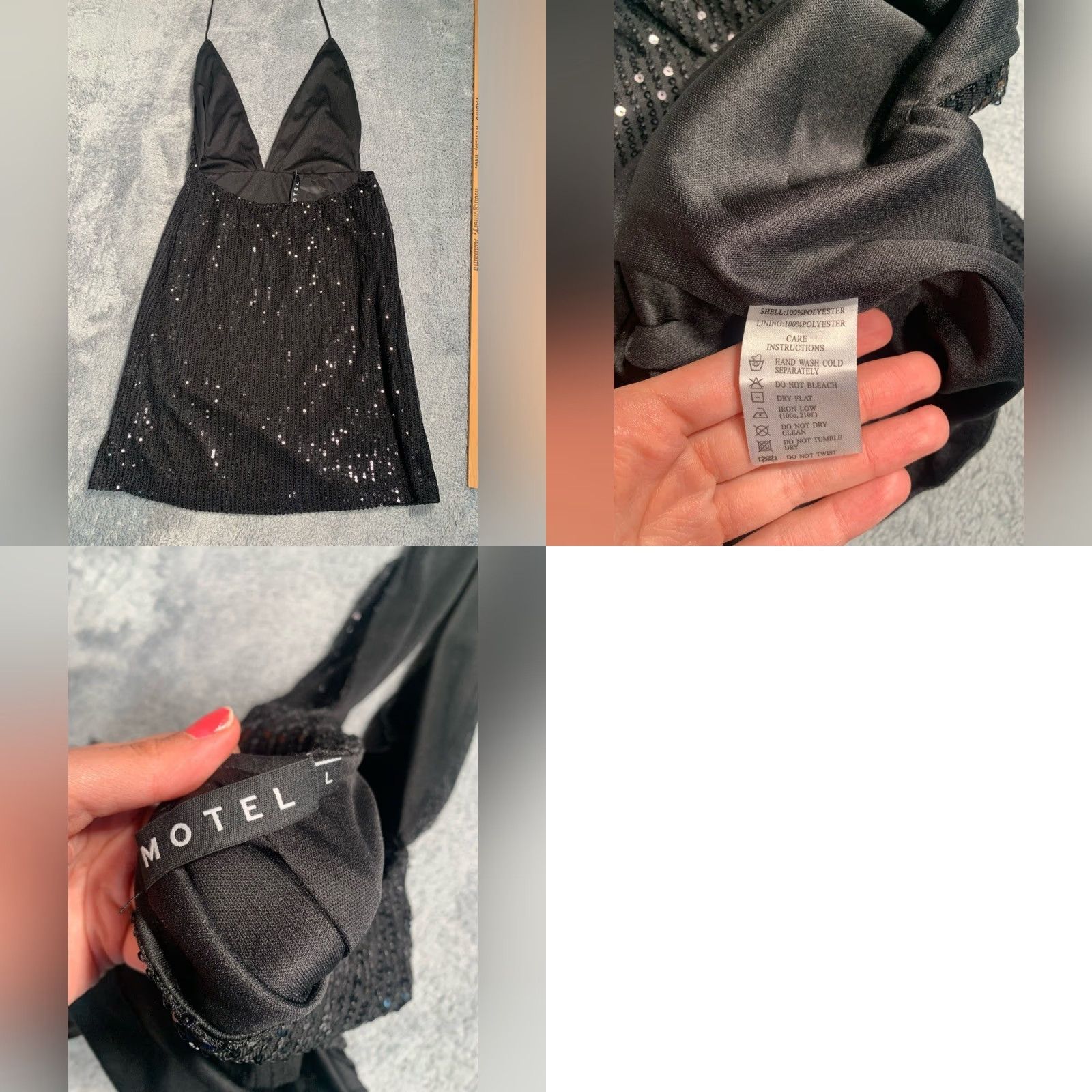 Vintage Motel Rocks Black Sequin Mini Dress L Women Regular Short Size Large Size L / US 10 / IT 46 - 8 Thumbnail