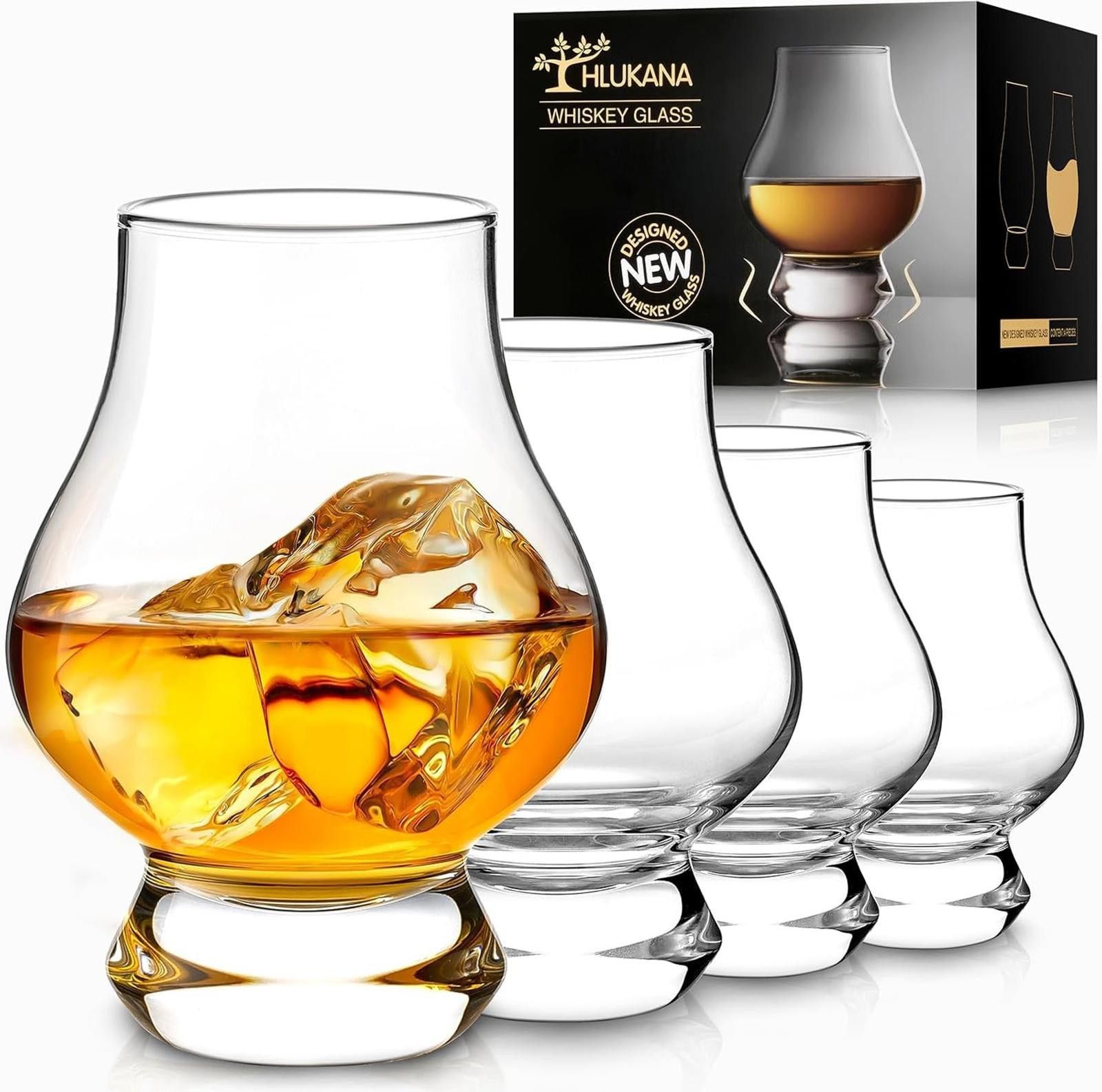 Branded Leather Whiskey Glasses Set of 4, Scotch Glasses, Bourbon Glasses Size ONE SIZE - 1 Thumbnail