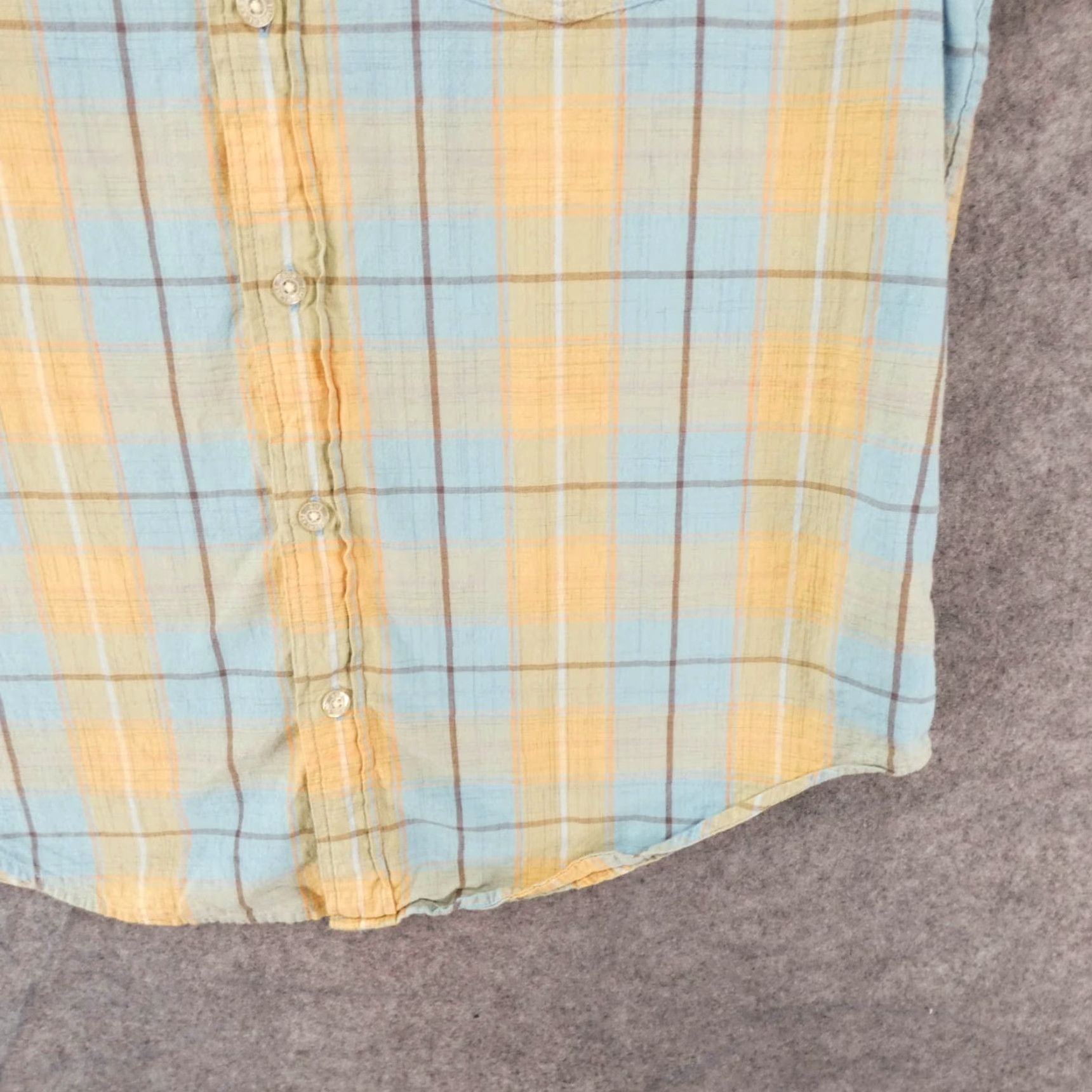 Vintage Bob Timberlake Shirt Mens Medium Short Sleeve Button Up Yellow Plaid Pattern Classic Cotton Blend Size US M / EU 48-50 / 2 - 5 Thumbnail