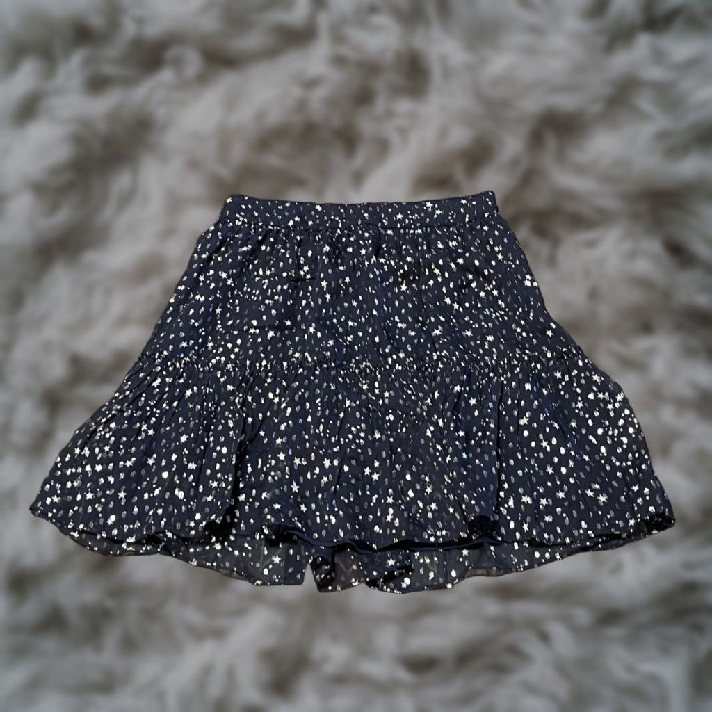 Vintage Kate Spade New York Skirt Mini Silk Blue Ruffle Star Dot Chiffon 0 Women (