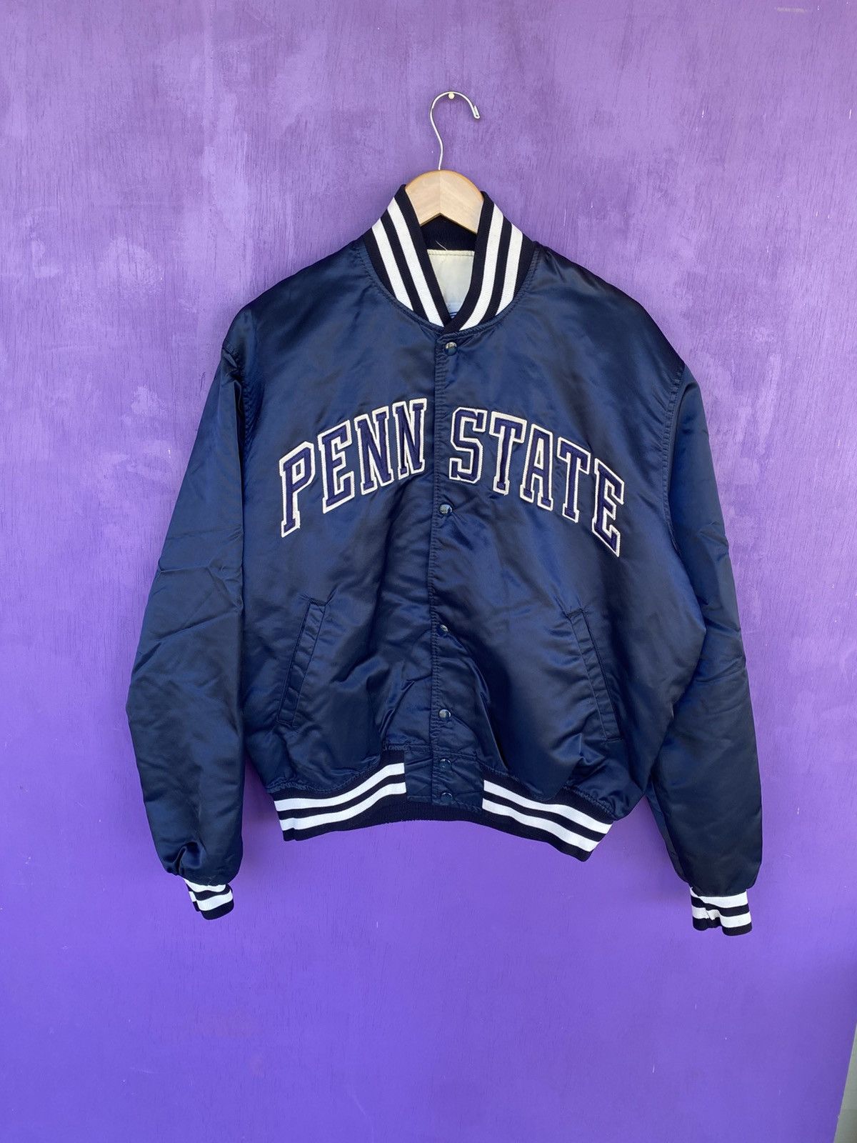 Starter Vintage 80s Starter Penn state Nittany lions satin jacket Size US XL / EU 56 / 4 - 1 Thumbnail