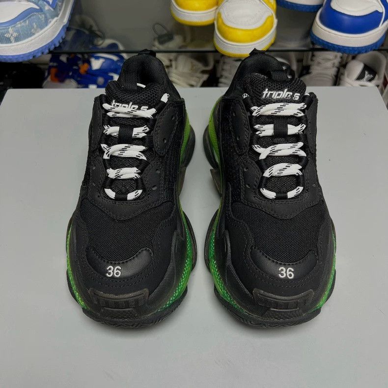 Balenciaga Balenciaga Triple S Black Green Sneakers-2505 Size US 5 / IT 35 - 6 Thumbnail