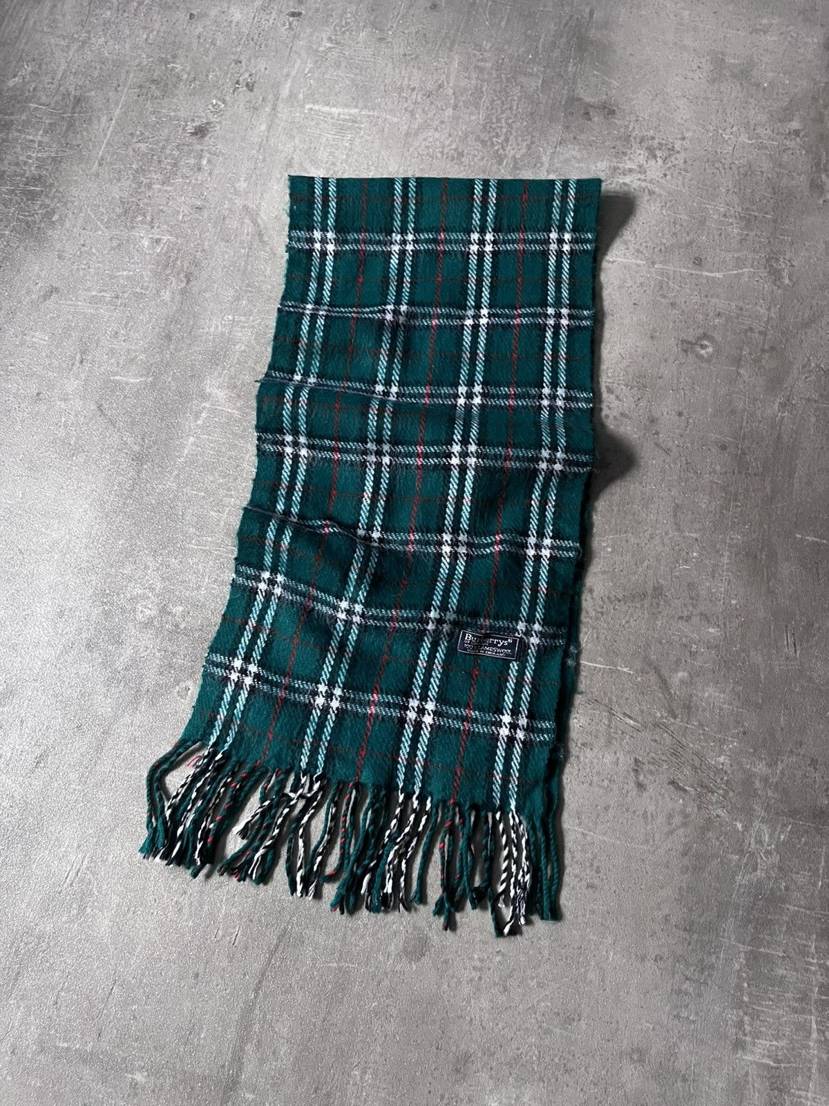 Burberrys green wool vintage scarf