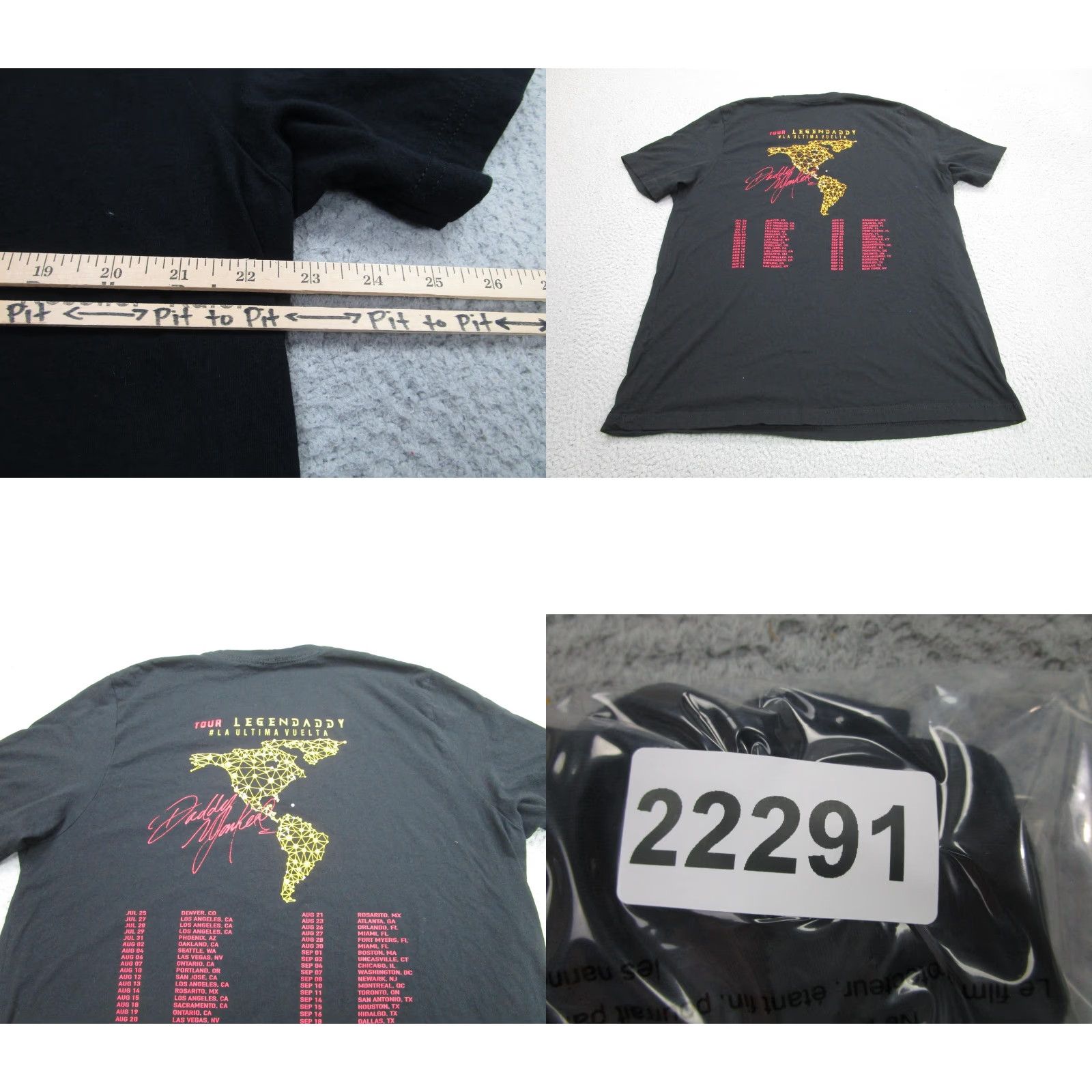 Vintage Daddy Yankee Shirt Mens 2XL Black Legendaddy La Ultima Vuelta Tour Concert Tee Size US XXL / EU 58 / 5 - 8 Thumbnail