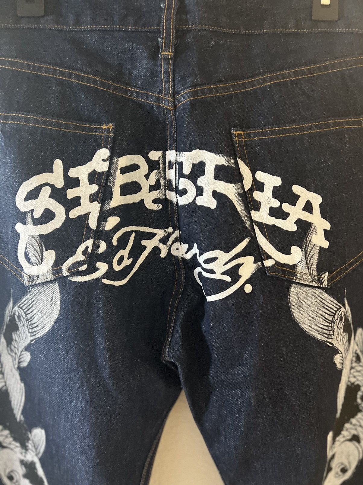 Ed Hardy × Vintage 'KOI FISH' RAW DENIM Siberia Hills x Ed hardy 32x33 VINTAGE Size US 32 / EU 48 - 7 Thumbnail