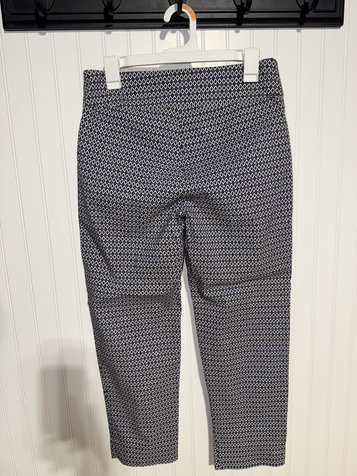 Other Zac & Rachel Women's 12 Blue Geometric Diamond Stretch Pants Size 34" / US 12 / IT 48 - 3 Thumbnail