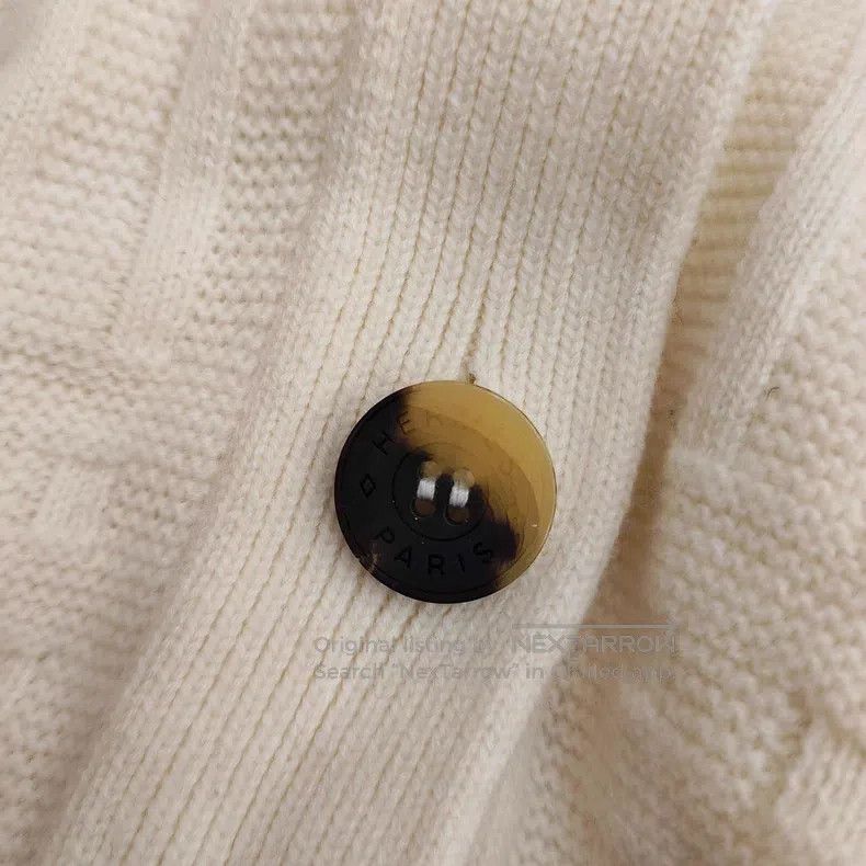 Hermes Hermes Ivory Three-Button Wool Open Cardigan Jacket with F Size XS / US 0-2 / IT 36-38 - 3 Thumbnail