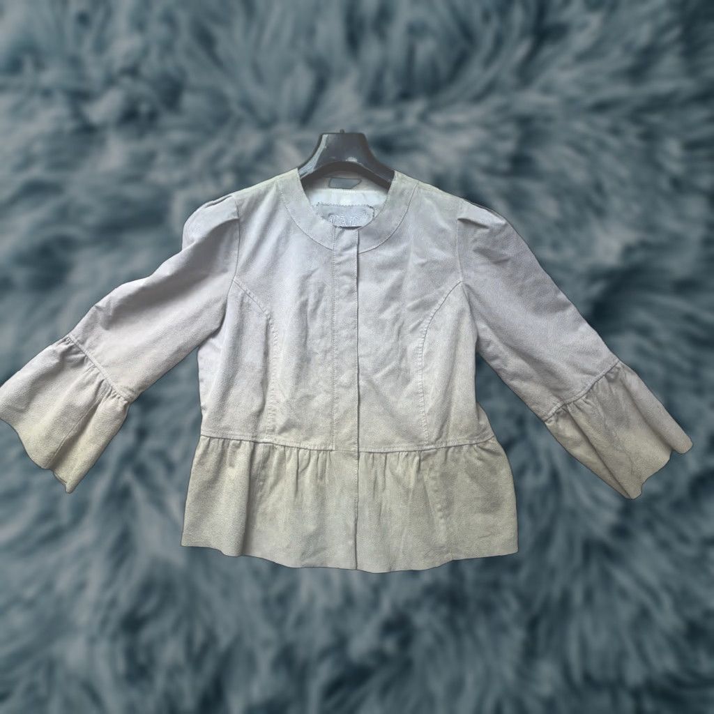 Olive Live a Little Tan Beige Suede Leather Jacket Button Up Women’s Size Large Size L / US 10 / IT 46 - 1 Thumbnail