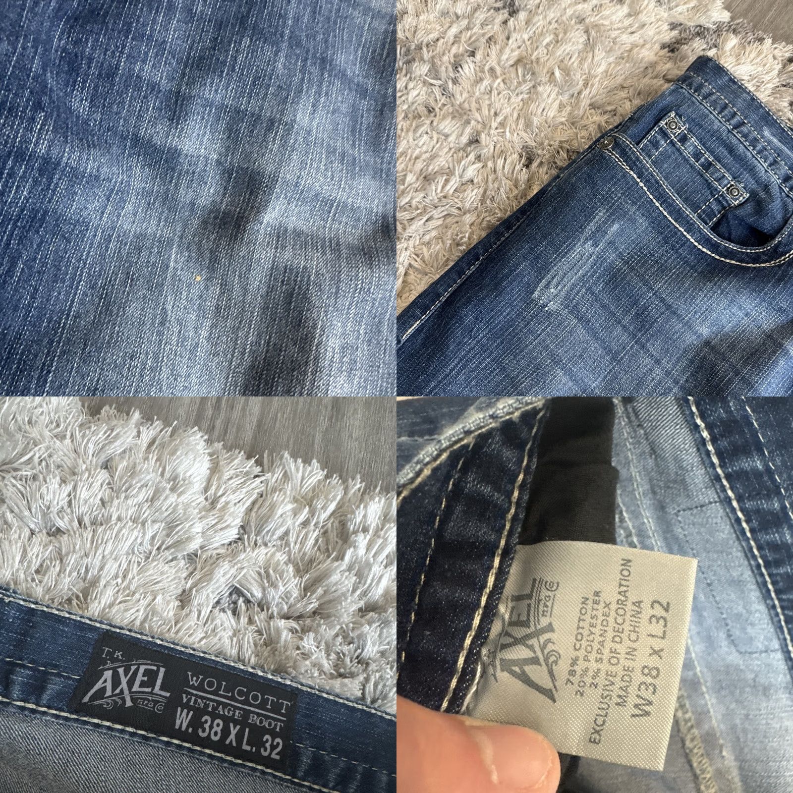 Denime Vintage 00s Axel Blue Embroidered Denim Jeans Bootcut Stretch Y2K Mens Sz 38x32 Size US 38 / EU 54 - 8 Thumbnail