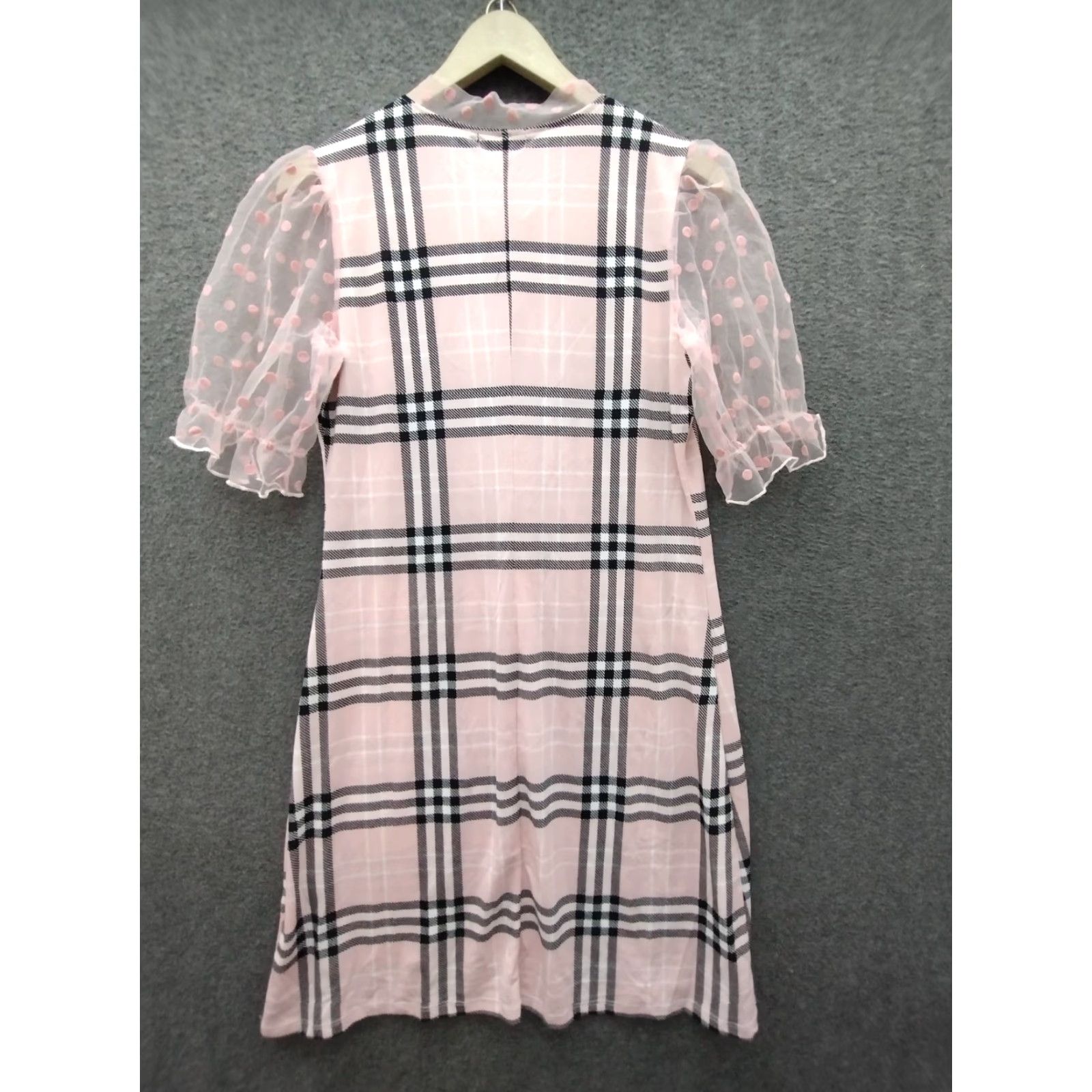 Bell Alison Andrews Women's S Lace Ruffle Bell Sleeve Dress Shirt Dress Pink Plaid Polka Dot Collection 90s Inspired Size S / US 4 / IT 40 - 2 Thumbnail