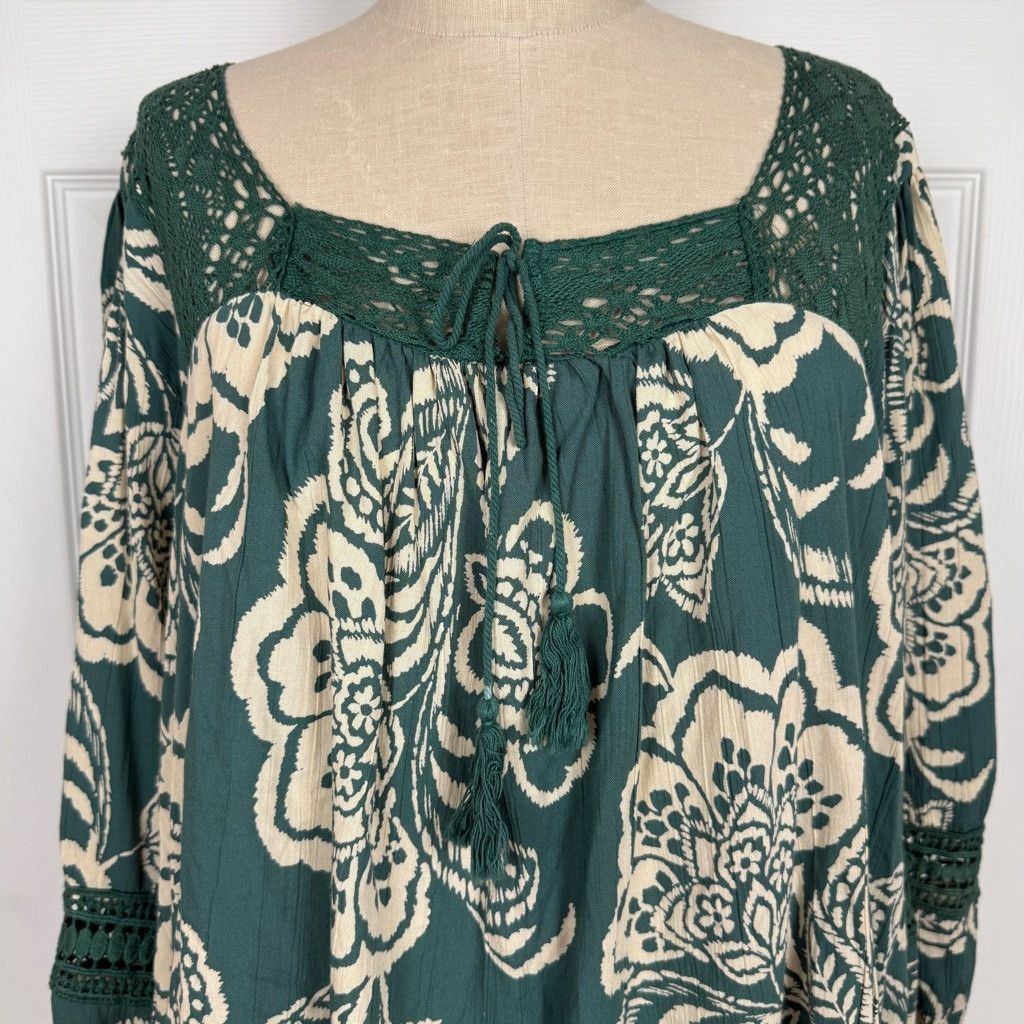 Other Angie Boho Crochet Long Balloon Sleeve Blouse Floral Small Size S / US 4 / IT 40 - 7 Thumbnail