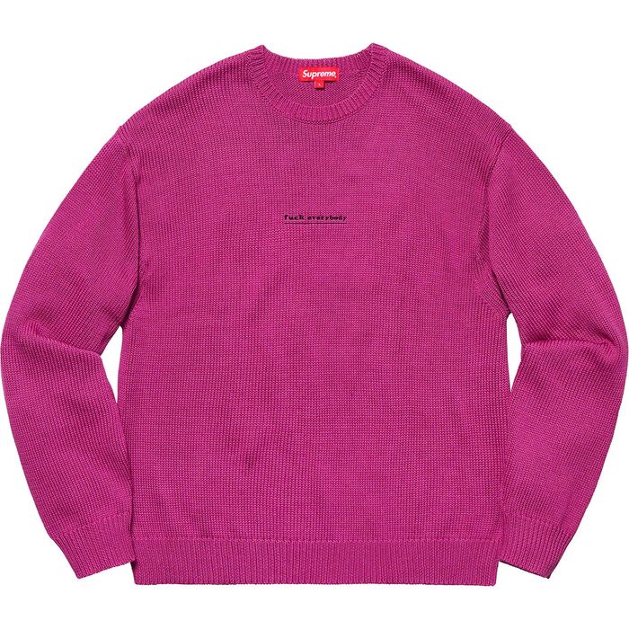 Supreme Supreme Fuck Everybody Sweater Magenta Medium | Grailed