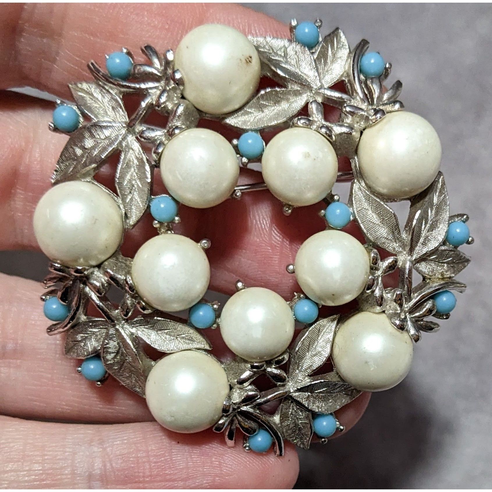 Other Vintage Sarah Coventry Blue And Silver Floral Wreath Brooch Size ONE SIZE - 5 Thumbnail