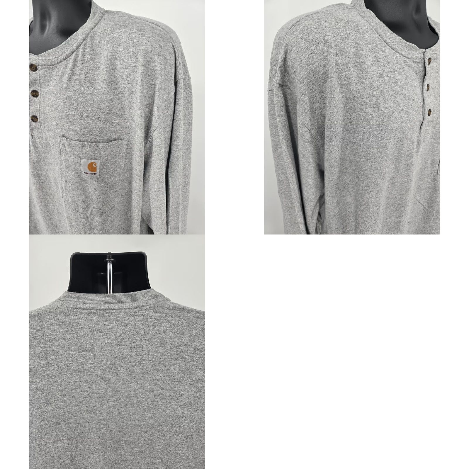 Carhartt Carhartt Henley T-Shirt 2XL Gray Long Sleeve Men XXL Gray Logo Knit Cotton Polyester Shirt Casual Vintage: No, Indoor/Outdoors? Size US XXL / EU 58 / 5 - 10 Thumbnail