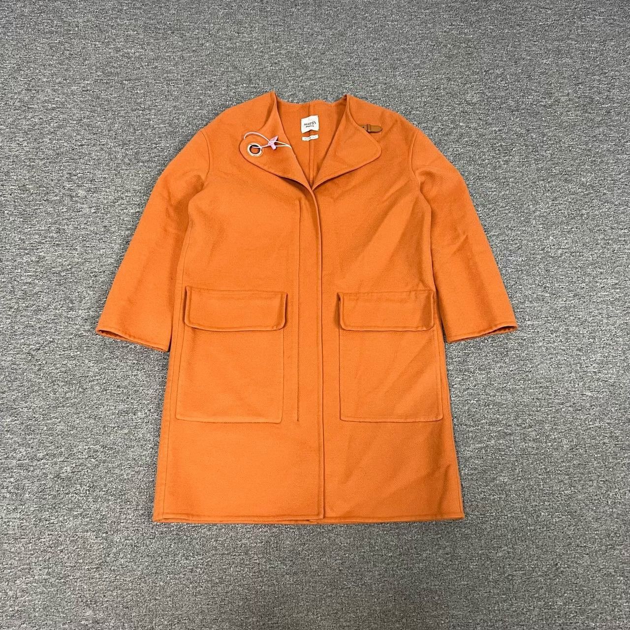 Hermes Hermes Orange Cashmere Coat with Leather Buckle Size XS / US 0-2 / IT 36-38 - 1 Thumbnail