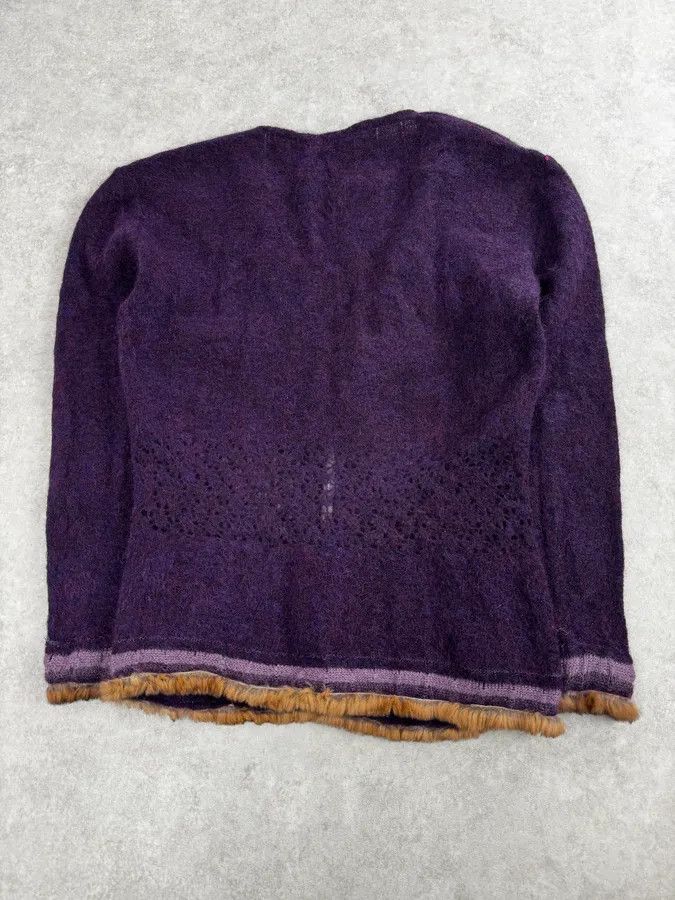 Roberto Cavalli 2000s Roberto Cavalli Purple Wool Obscure Cardigan Sweater Size M / US 6-8 / IT 42-44 - 4 Thumbnail