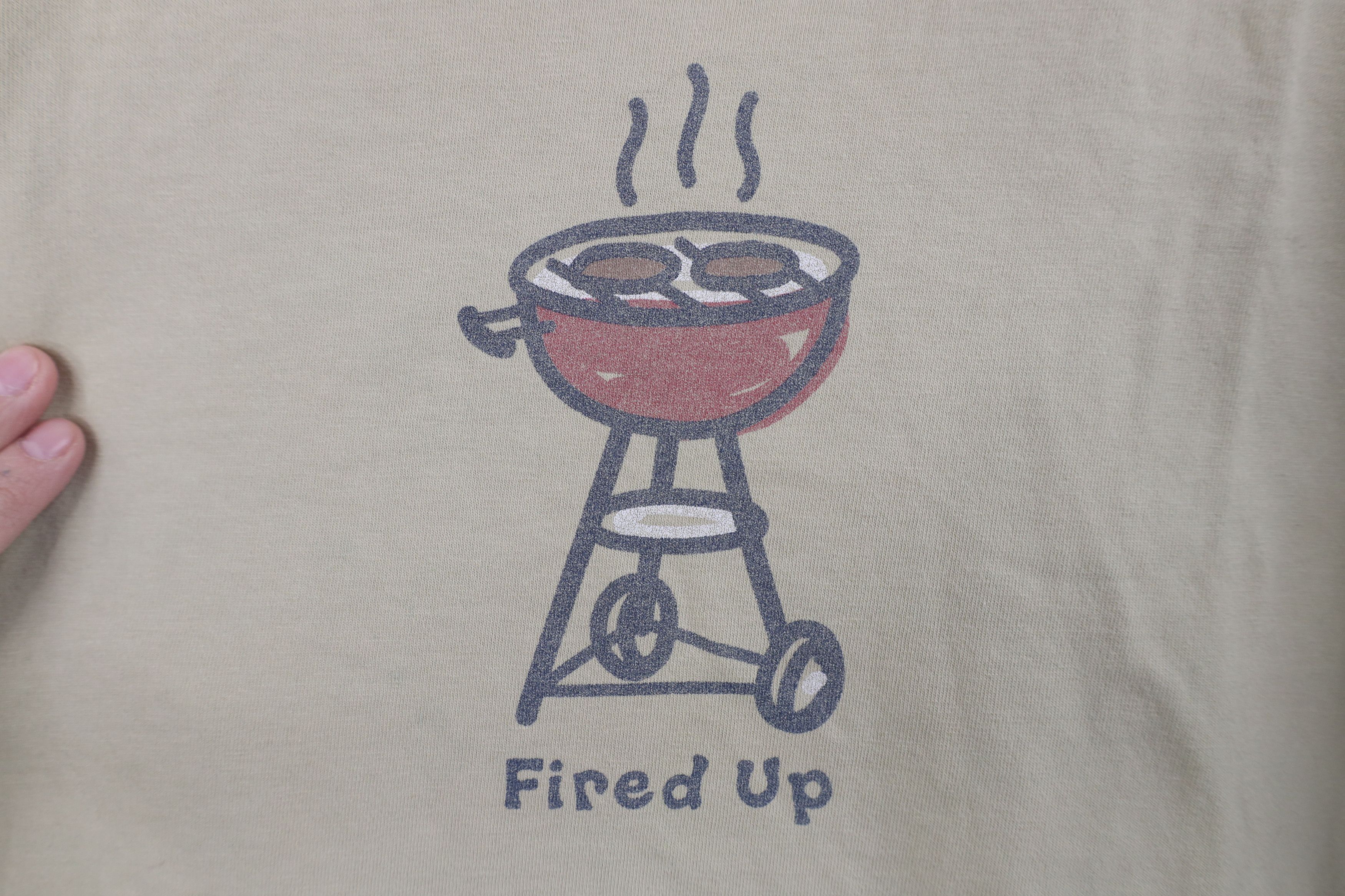 Life is Good Life Is Good Fired Up Grill Long Sleeve T-Shirt Beige Cotton Size US L / EU 52-54 / 3 - 5 Thumbnail