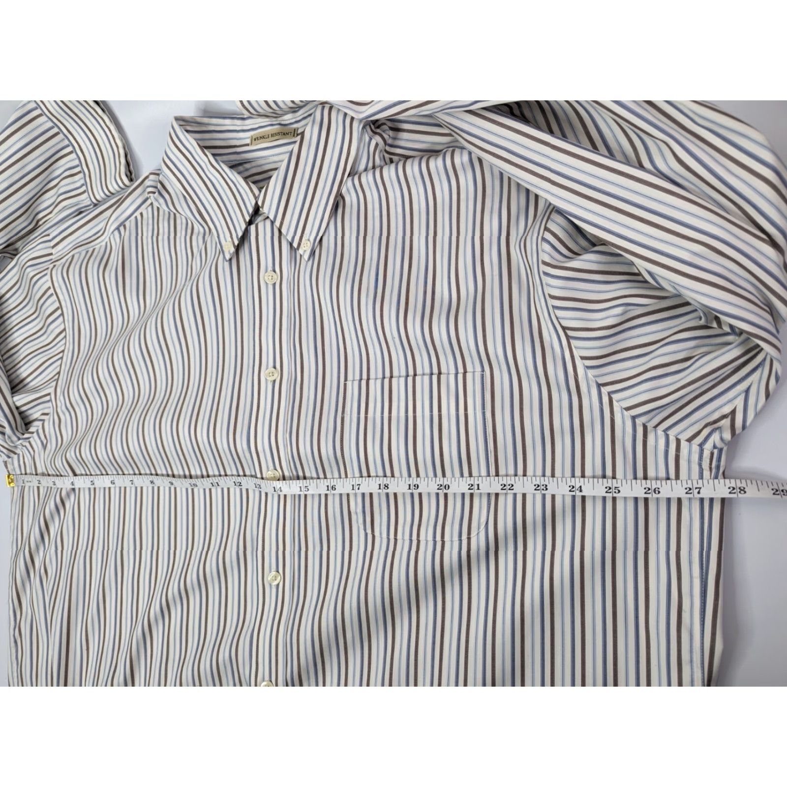 Eddie Bauer Eddie Bauer Shirt Men XL Tall Long Sleeve Button Down Striped Wrinkle Resist Beige Cotton Logo Pockets Size US XL / EU 56 / 4 - 6 Thumbnail