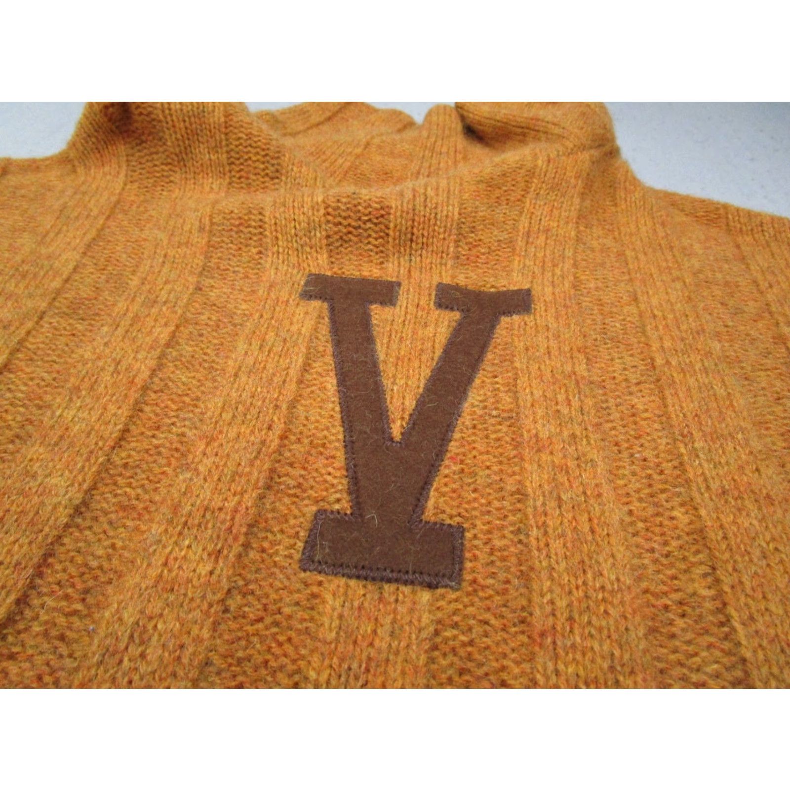 Vintage VINTAGE Varcity Sweater XL Brown Cable Knit Wool Turtleneck Pullover 90s Mens Size US XL / EU 56 / 4 - 2 Thumbnail