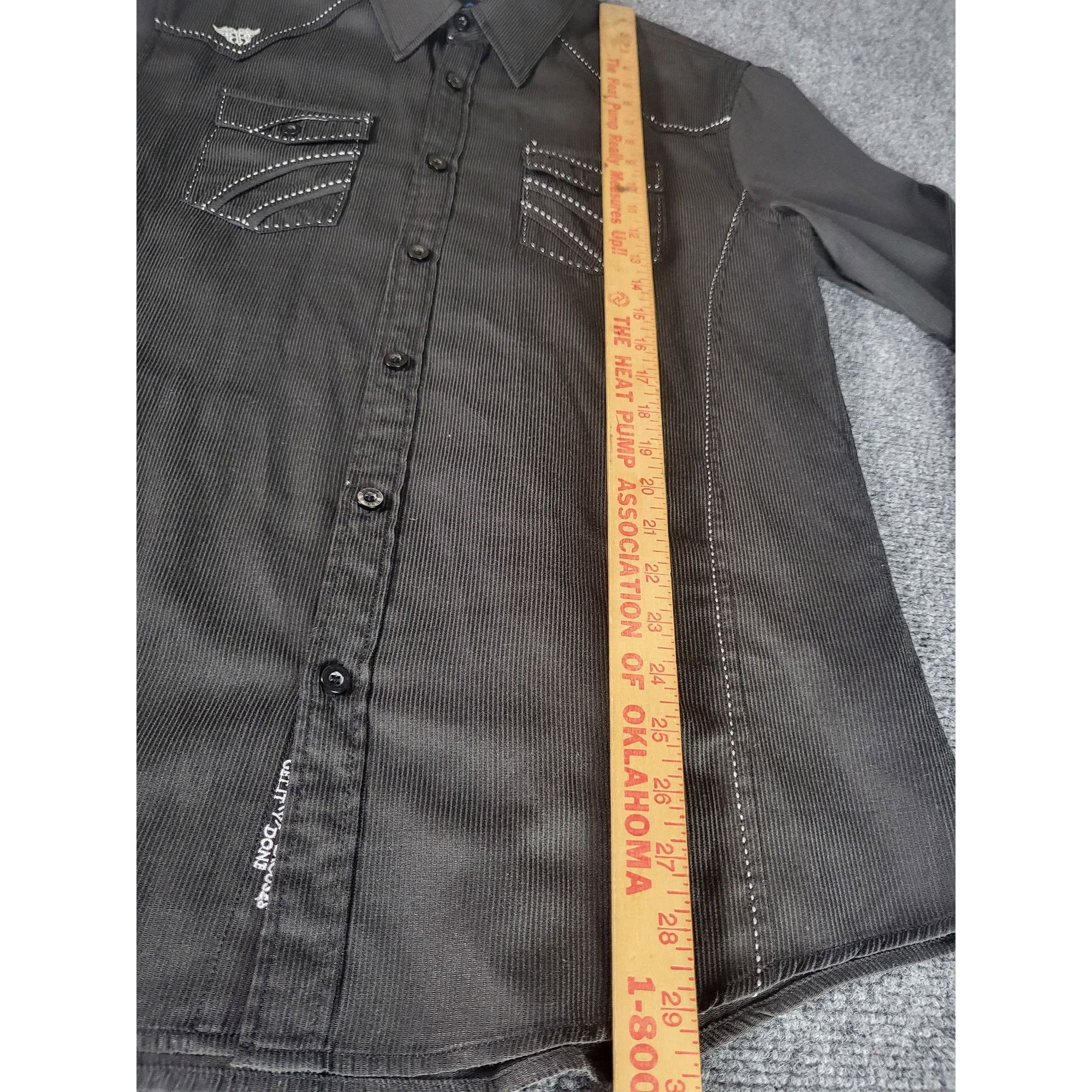 Roar Roar Signature Foundation Button Up Shirt Men Sz M Black Emb Size US M / EU 48-50 / 2 - 5 Thumbnail