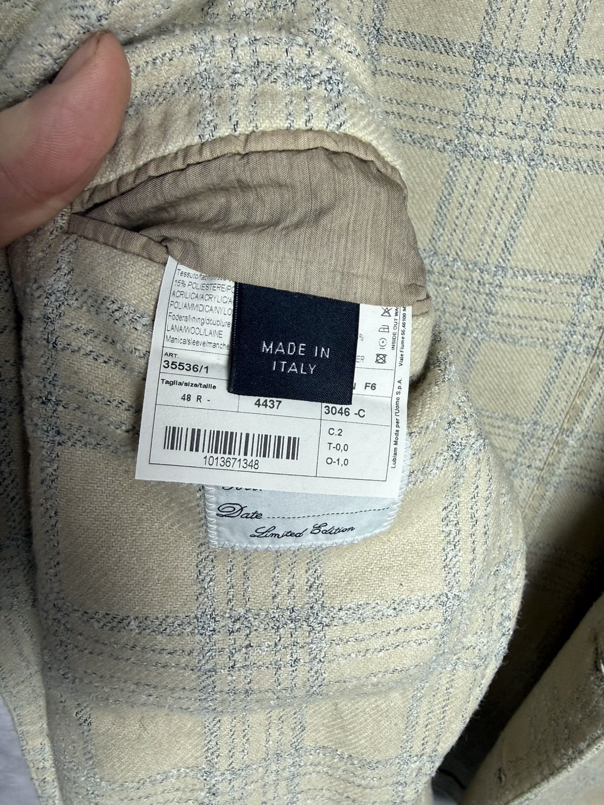 L.B.M. 1911 L.B.M. 1917 Jack Checked Cotton/Wool Blazer Grey size 48R M Size 48R - 10 Thumbnail