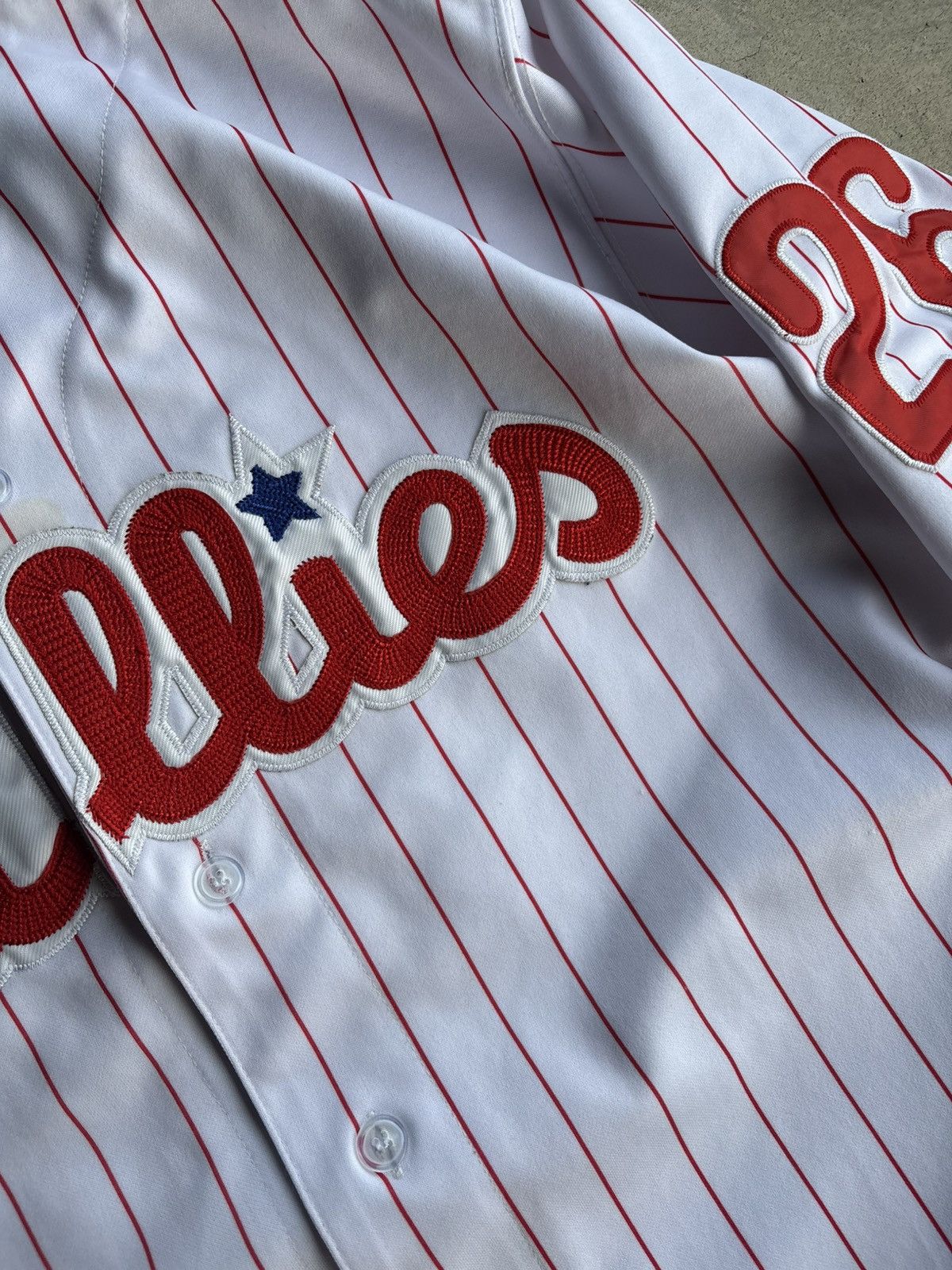 Majestic × Vintage Crazy 2008 Philadelphia Phillies Boxy Pinstripe Jersey Size US XL / EU 56 / 4 - 4 Thumbnail