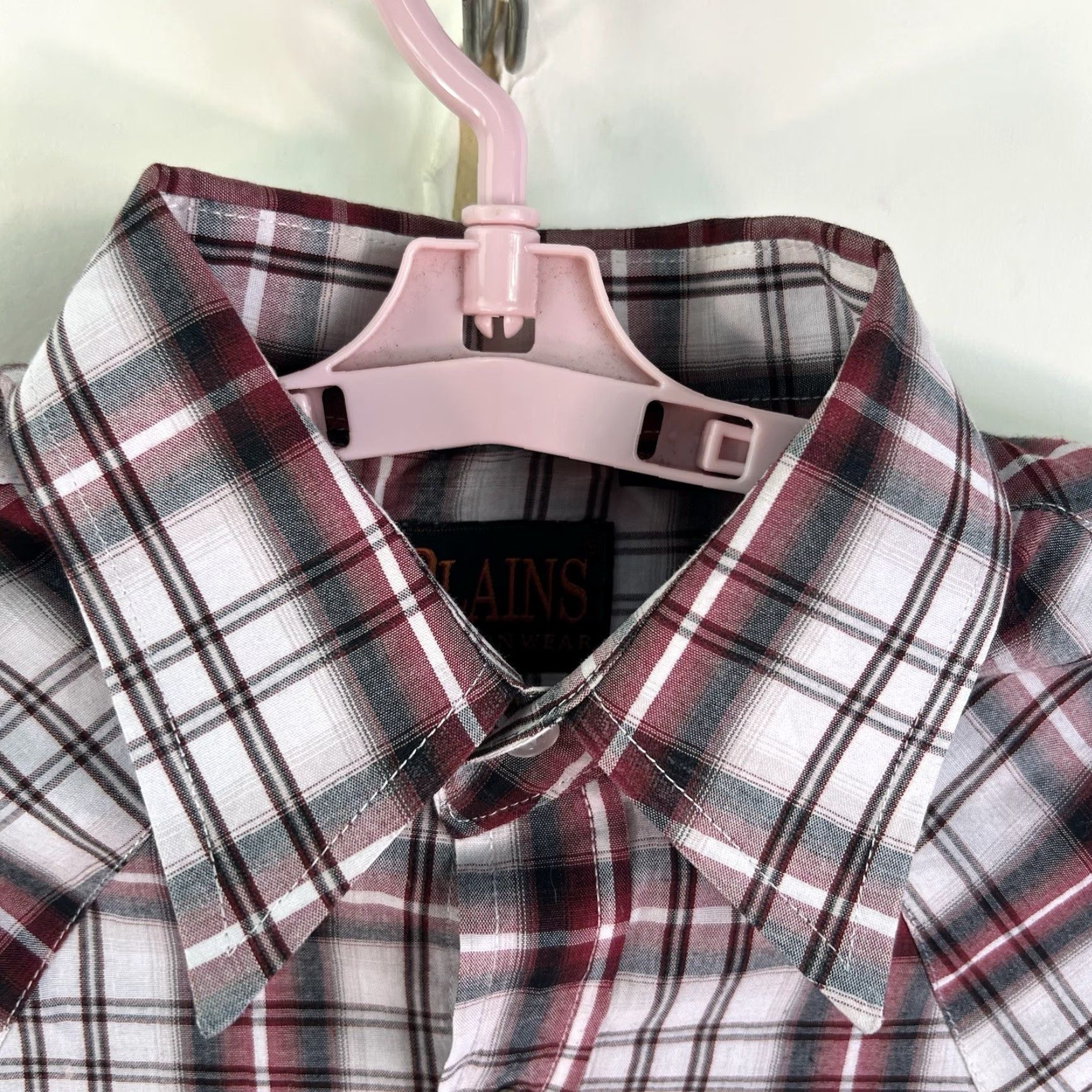 Vintage Plains Western Wear Shirt Mens Size M Maroon Long Sleeve Pearl Snap Checked Size US M / EU 48-50 / 2 - 3 Thumbnail