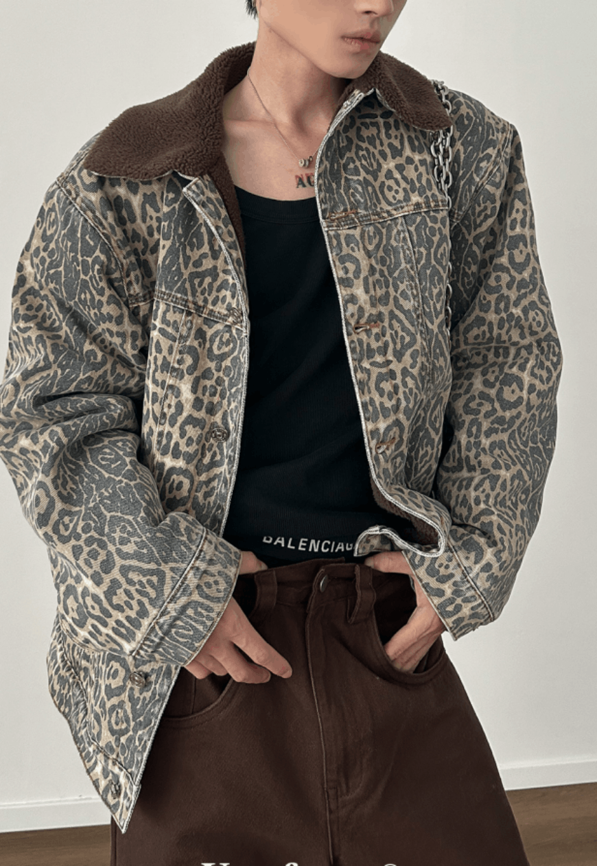 Other Unisex Vintage leopard print denim jacket Size US M / EU 48-50 / 2 - 2 Thumbnail