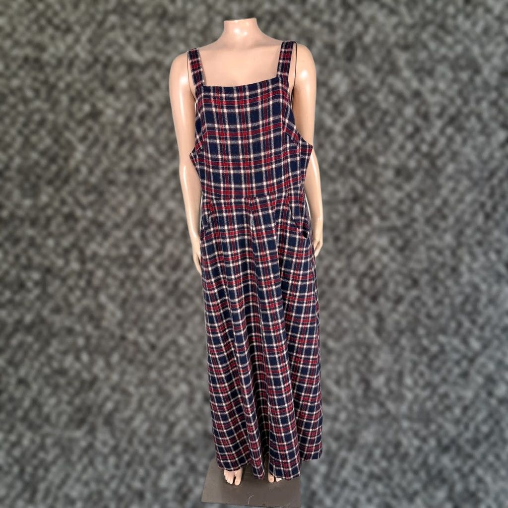 Vintage VINTAGE Lanz Originals Dress Wool Plaid Maxi Pockets Red 60s 70s Winter Ladies L Sleeveless Knit Square Neck Size L / US 10 / IT 46 - 1 Thumbnail