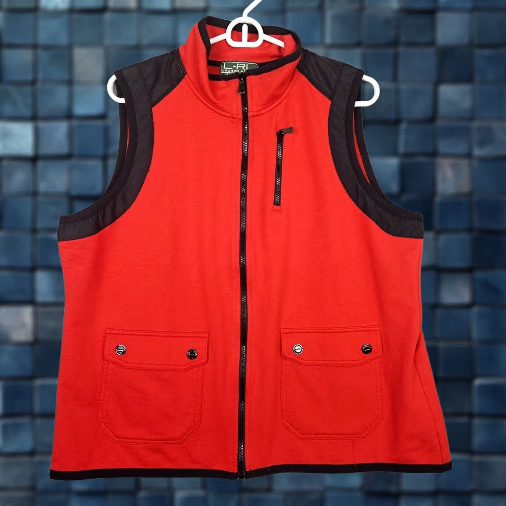 Ralph Lauren Lauren Ralph Lauren Vest Full Zip Womens XL Red Navy Active Layered Knit Casual Outerwear VINTAGE: No Size XL / US 12-14 / IT 48-50 - 1 Thumbnail