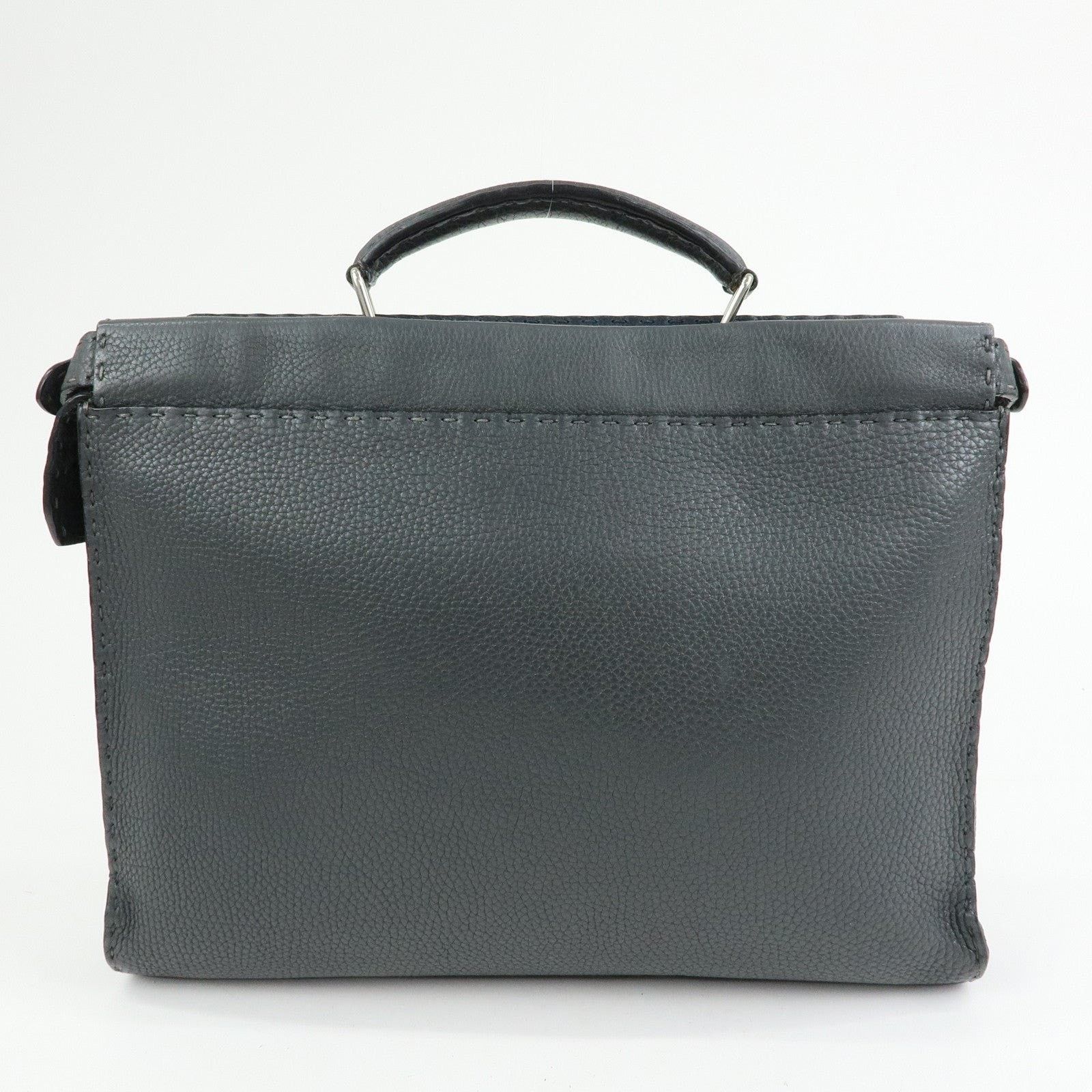 Fendi Fendi Selleria Peekaboo Calfskin Top Handle Bag Gray Size ONE SIZE - 2 Thumbnail