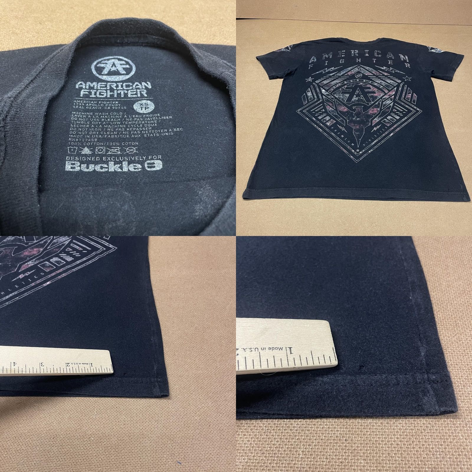 Vintage American Fighter Mens XS Black Training Division Graphic Tee USA Size US XS / EU 42 / 0 - 9 Thumbnail