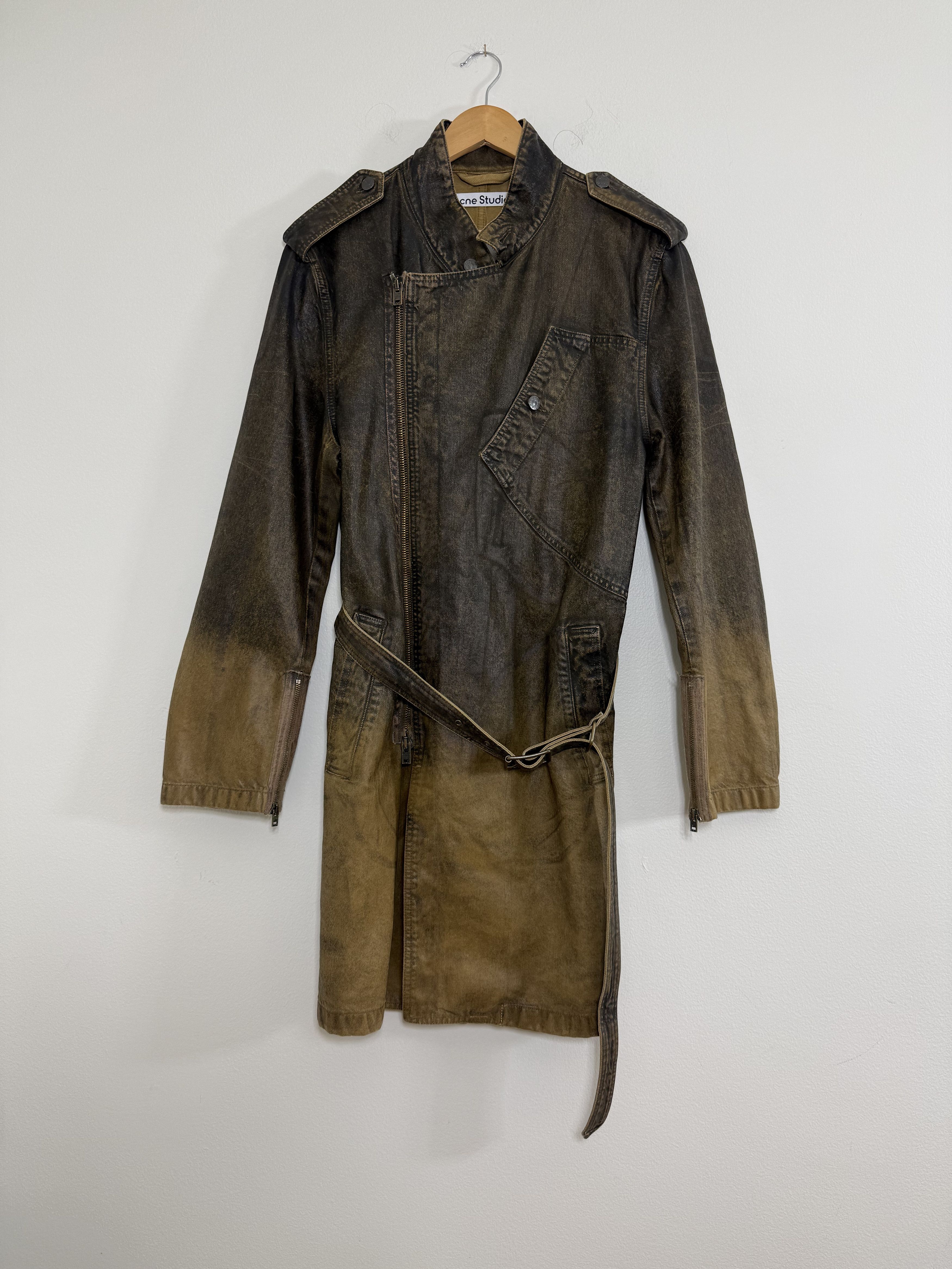 Acne Studios FW24 Waxed Denim Gradient Belted Coat Size US M / EU 48-50 / 2 - 1 Thumbnail
