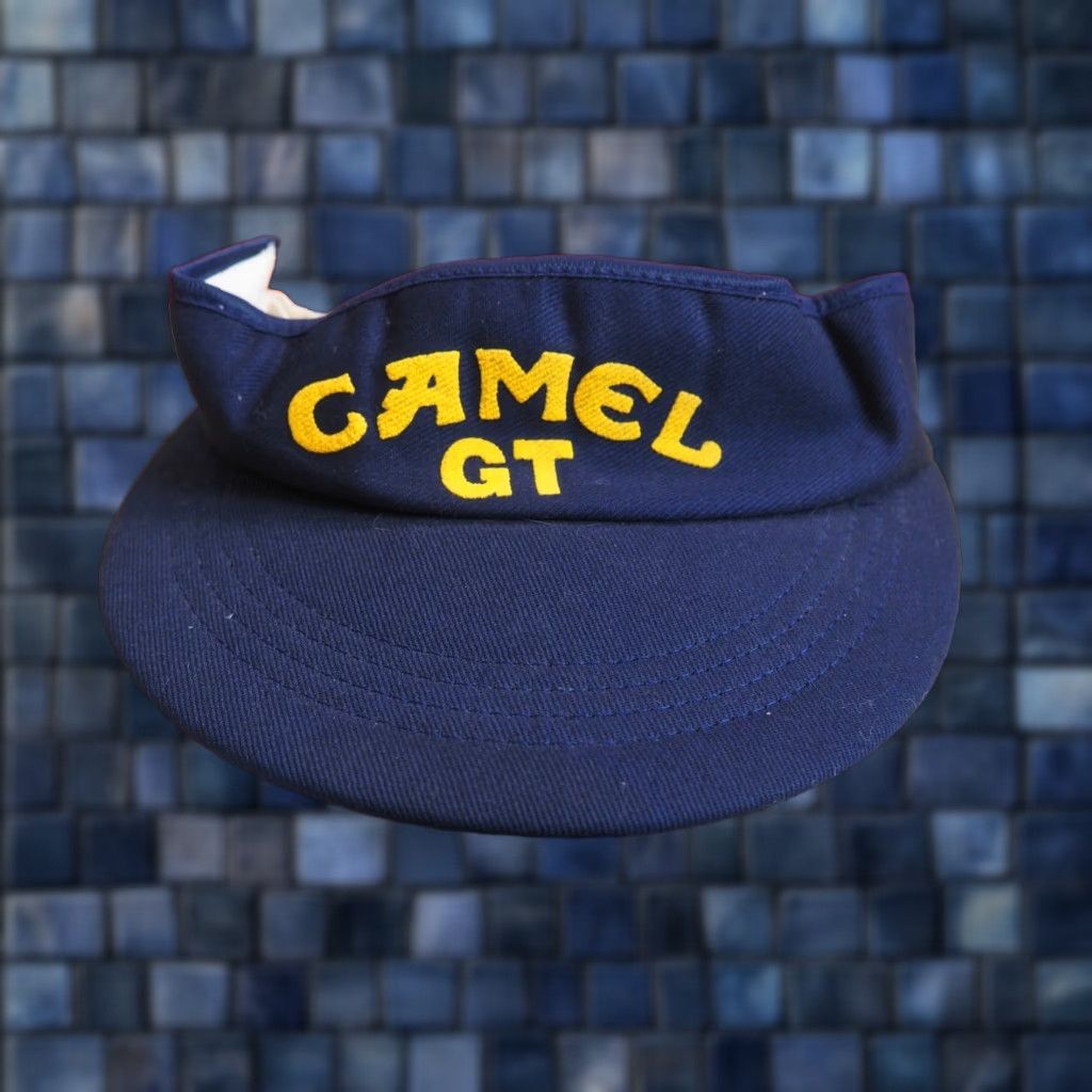 Camel VINTAGE Camel Cap OSFM Adjustable Navy Blue Visor Summer Hat 80s 90s Sportswear/Beach Mens Womens Girls Camel Size ONE SIZE - 1 Thumbnail