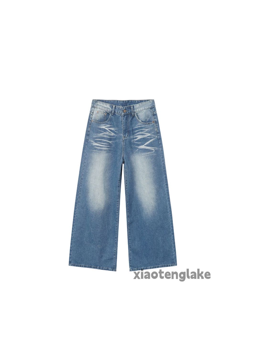 Jean Unisex washed faded loose baggy punk grunge jeans Size US 30 / EU 46 - 7 Thumbnail