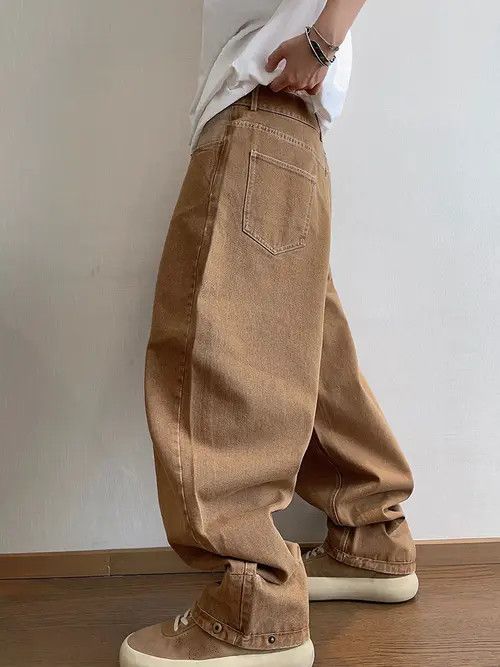 VIBE Brown Baggy Cuffed Denim Jeans Size US 32 / EU 48 - 6 Thumbnail