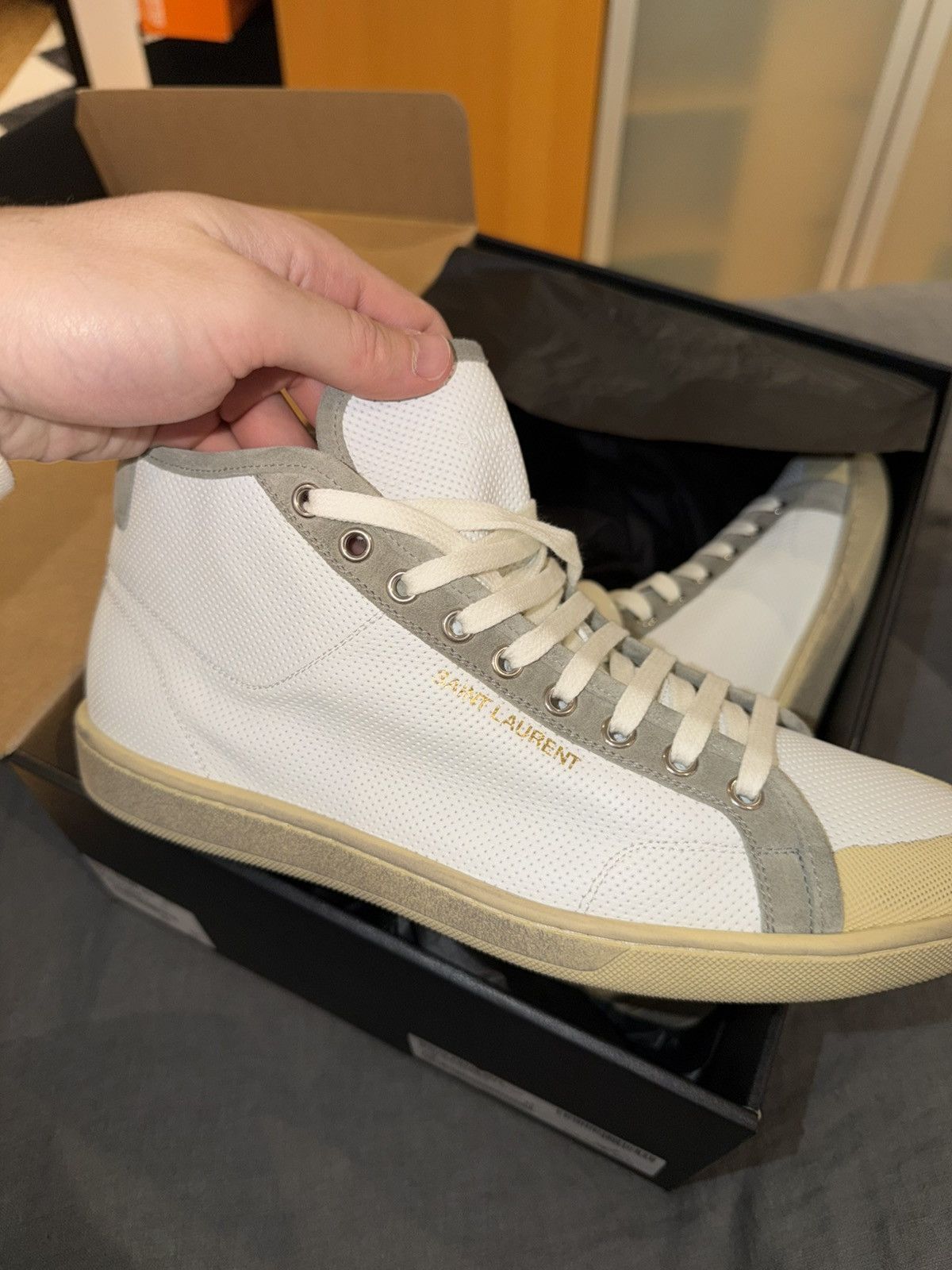 Saint Laurent Paris 🔥 Saint Laurent Paris SL39 Mid Top Size 42 – Blanc Optique 🔥 Size US 9 / EU 42 - 9 Thumbnail