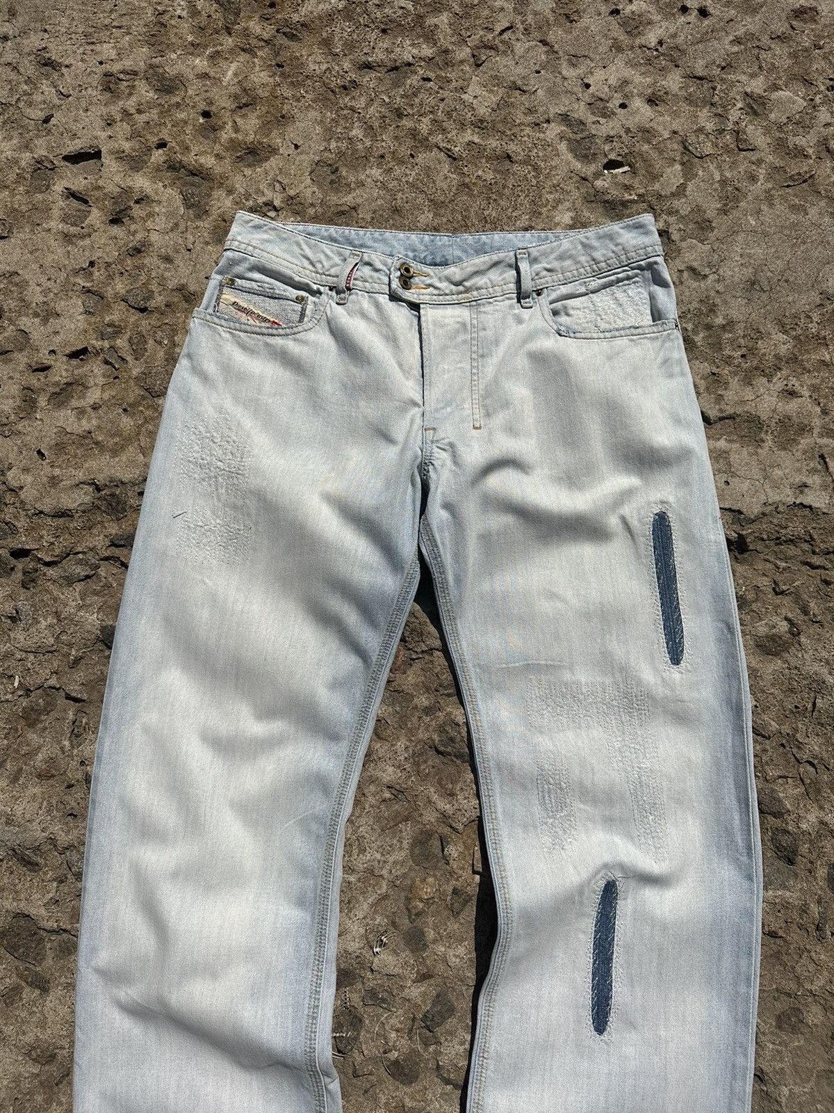 Diesel × Vintage Vintage Y2K Diesel Patched Distressed Jeans Pants Size US 34 / EU 50 - 4 Thumbnail