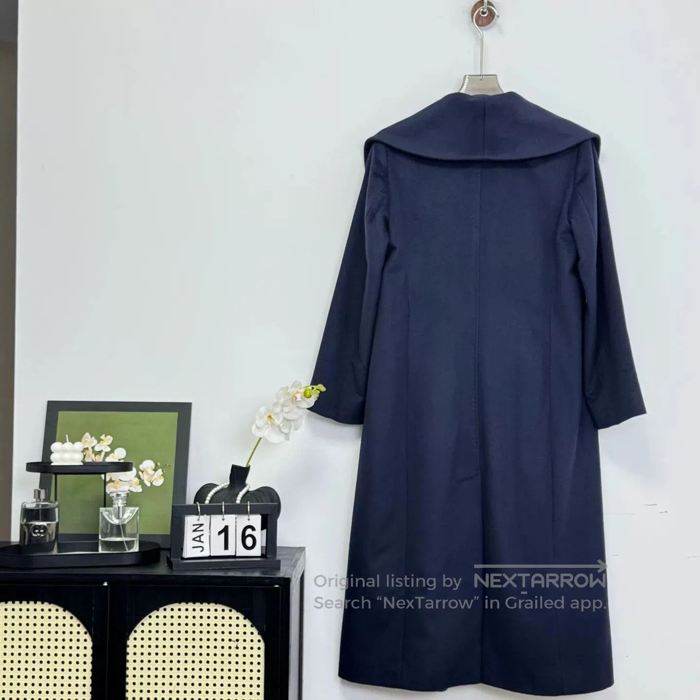 Max Mara Maxmara Navy Water Ripple Coat. Size S / US 4 / IT 40 - 2 Thumbnail