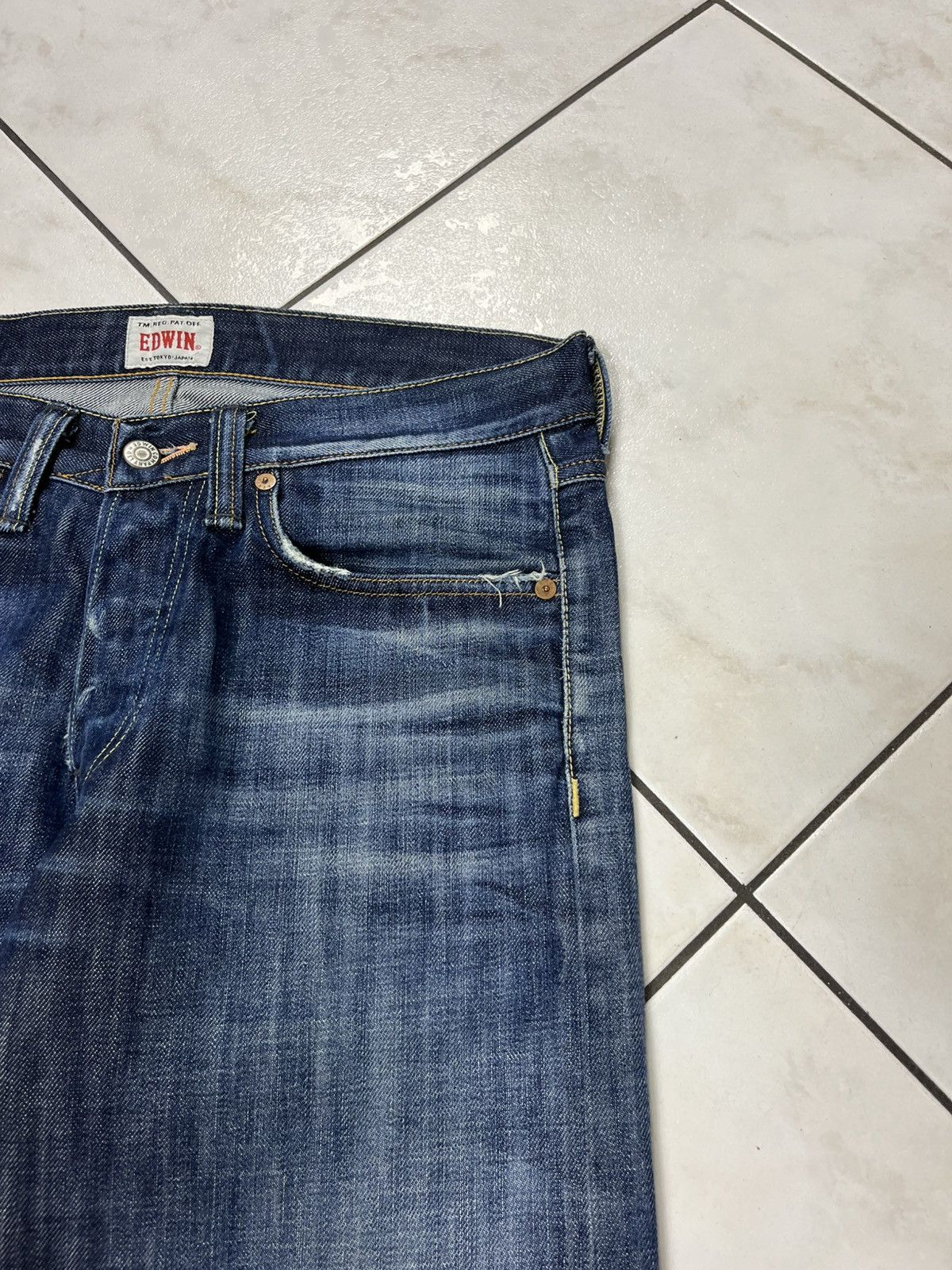 Edwin × Vintage Vintage Edwin ed-47 regular distressed denim washed jeans Size US 30 / EU 46 - 6 Thumbnail