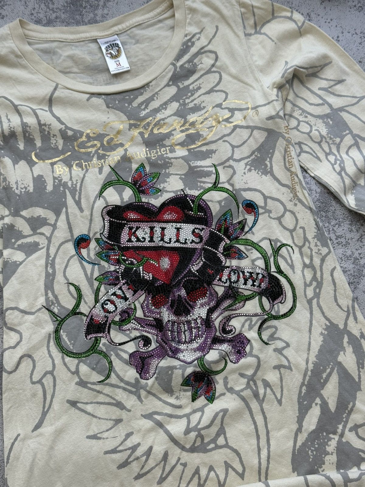 Ed Hardy Crazy Ed Hardy Y2K Overprint Long Sleeve Made in USA Size M / US 6-8 / IT 42-44 - 5 Thumbnail