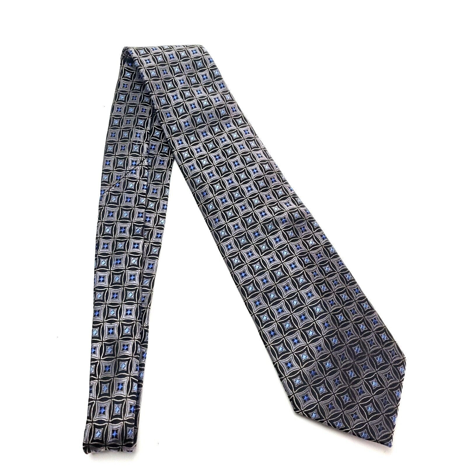 Club Room Club Room Silk Tie Woven Gray Blue Geometric Size ONE SIZE - 6 Thumbnail