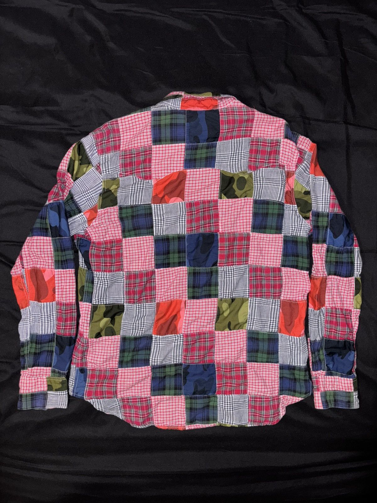 Bape Rare Vintage Nigo Era Camo Plaid Patchwork Button Up Shirt Size US S / EU 44-46 / 1 - 8 Thumbnail