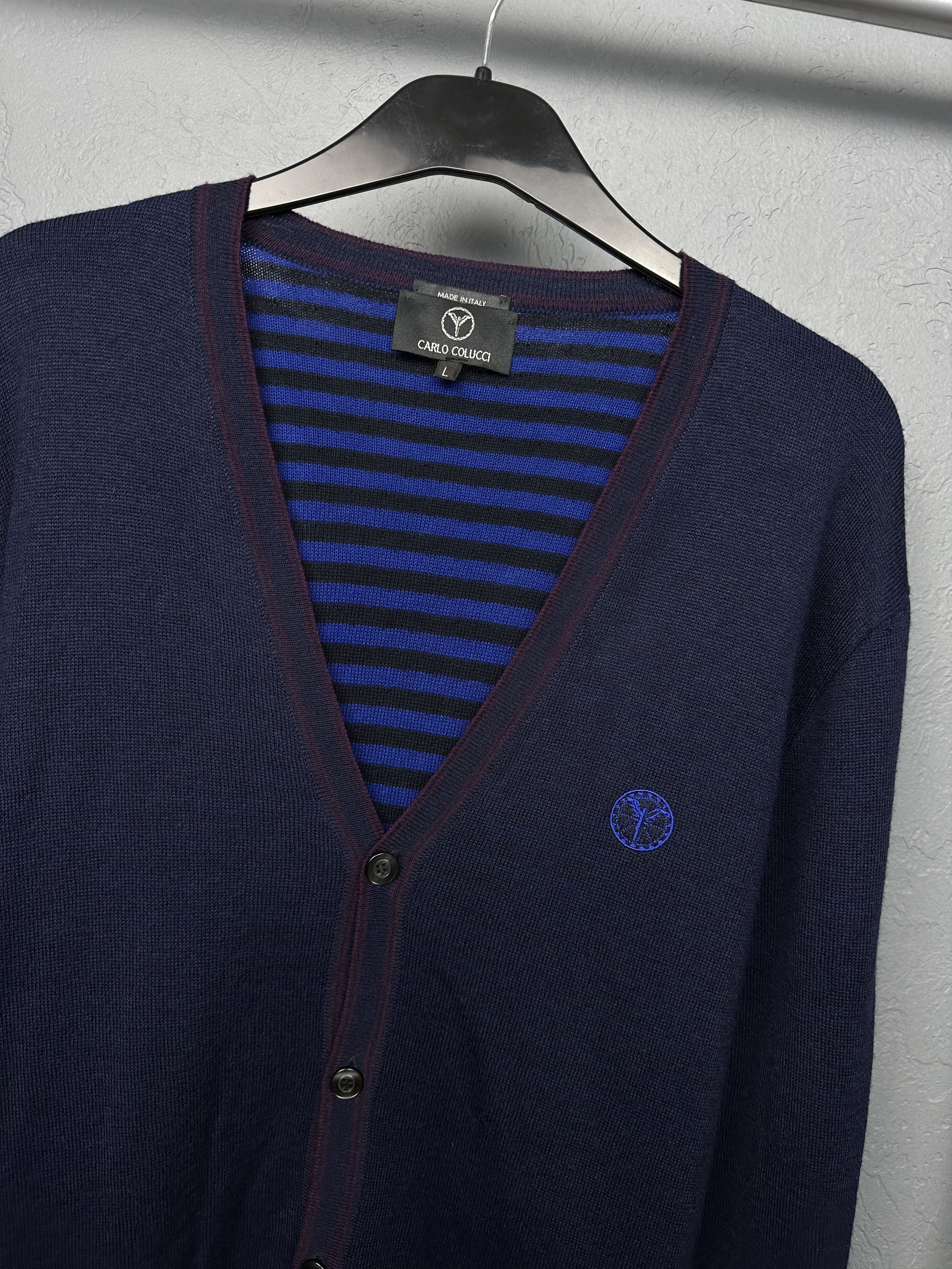 Carlo Colucci Carlo Colucci Mens Cotton - Wool Cardigan Sweater Size US L / EU 52-54 / 3 - 2 Thumbnail
