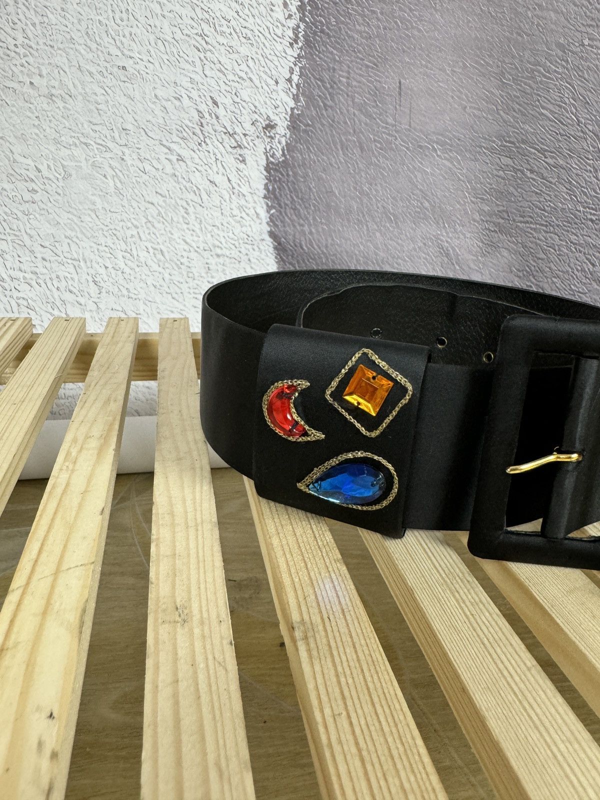 Kenzo Kenzo Studio vintage 80s wide belt leather gemstones Size ONE SIZE - 4 Thumbnail