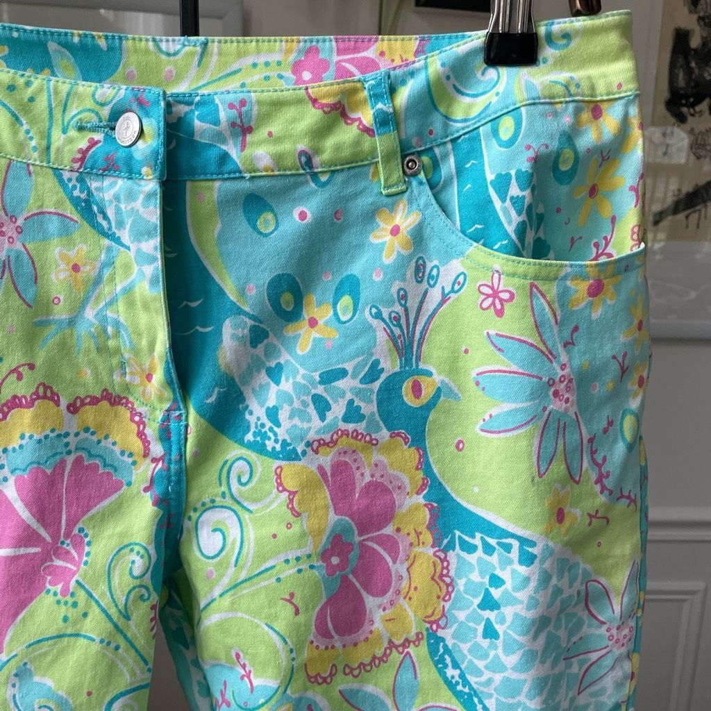 Lilly Pulitzer Lilly Pulitzer White Label Southern Belle Peacock Print Crop Size 30" / US 8 / IT 44 - 5 Thumbnail