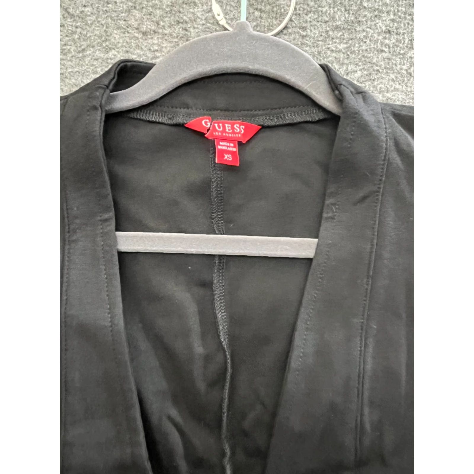 Guess GUESS Women's Black Open Front Blazer Cropped XS Jacket Blazer Short Black Solid 90s Bohemian Womens XS Size XS / US 0-2 / IT 36-38 - 3 Thumbnail